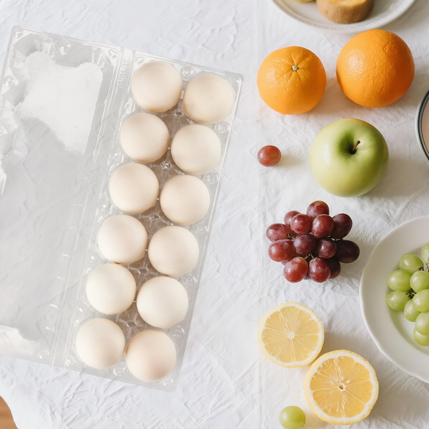 YIFIHGE 60 Pack Duck Egg Cartons Jumbo Egg Cartons Cheap Bulk with Sticker Labels Clear Empty Plastic Egg Containers Extra Large for Home Ranch Farm Commercial Market Display, 2×6 Grids