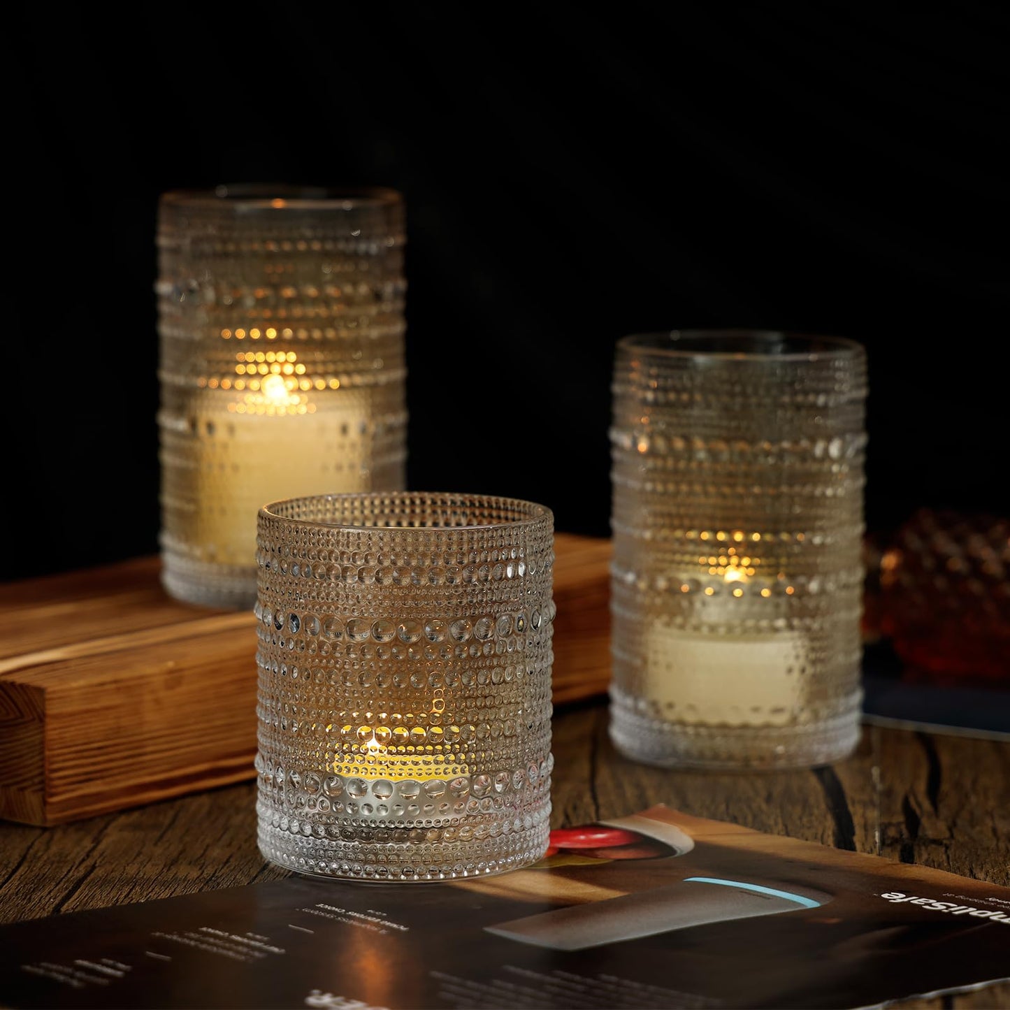 Moretoes Hobnail Drinking Glasses Set of 12, 12 Oz Highball Glasses & 10 Oz Cocktail Glasses, Clear Embossed Boho Glass Cups Kitchen Bar Tumbler Glassware Set for Whiskey, Beer, Juice, Milk