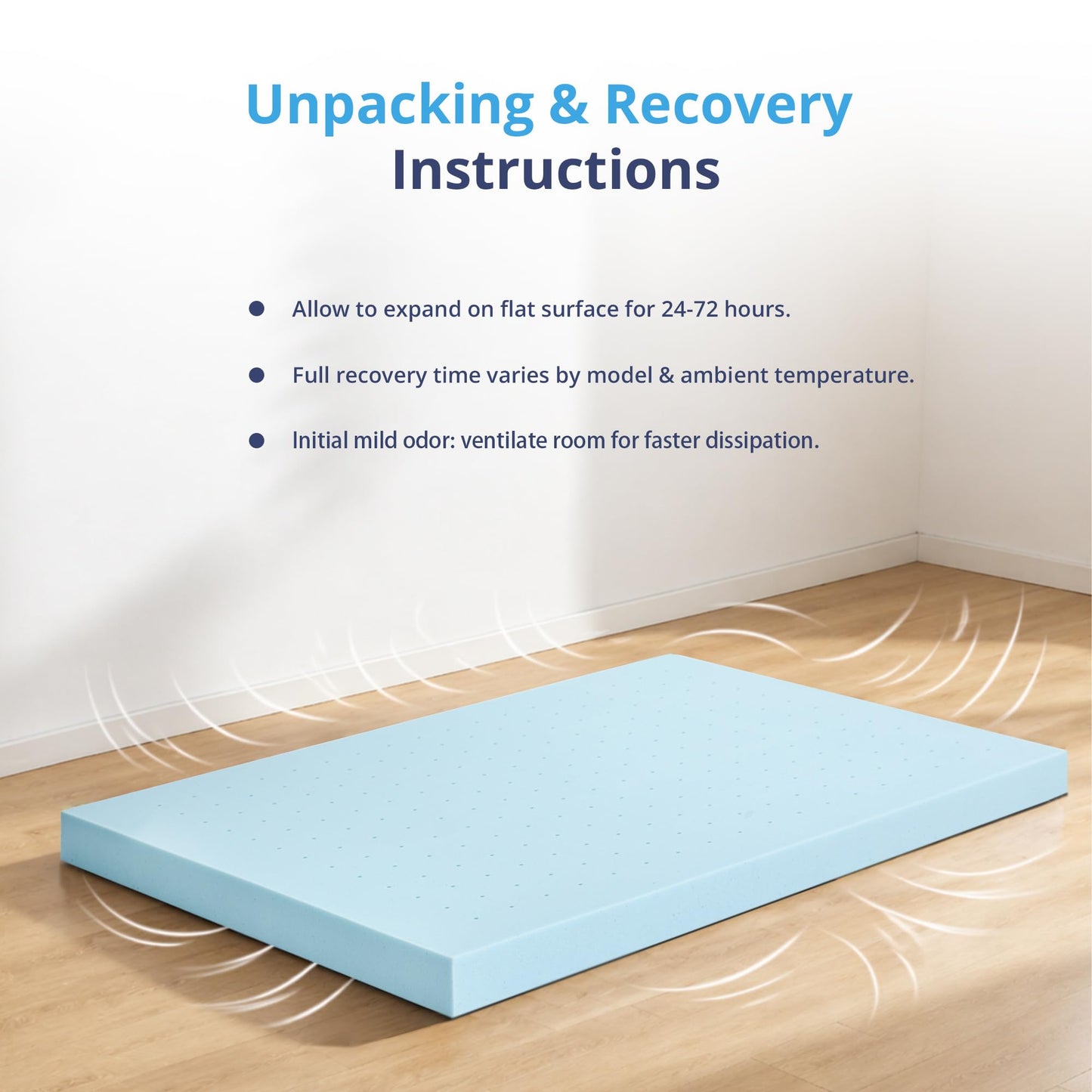 EGOHOME 2 Inch Full Memory Foam Mattress Topper, Cooling Gel Infused & Pressure Relieving Pad in a Box, Dorm Room Essentials, CertiPUR Certified, Blue