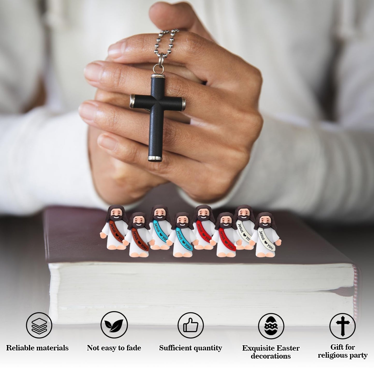 IEUHDKWL 300pcs Mini Jesus Figurines in Bulk Tiny Jesus Figures Hide and Seek Religious Party Favors Sunday School Baptism Gifts