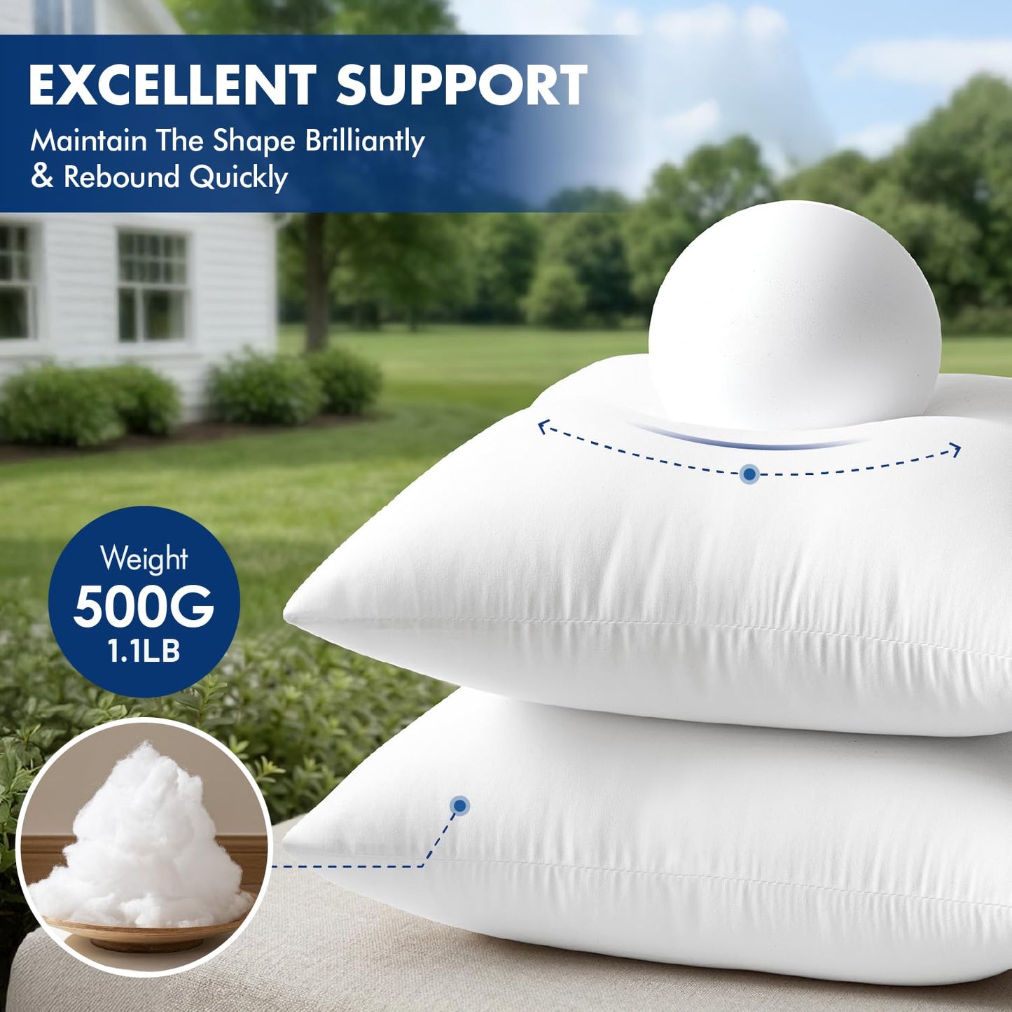 MIULEE Outdoor Pillow Inserts 18x18 Pack of 4 Waterproof Throw Pillow Inserts Decorative 100% Virgin Fibers Filling for Patio Sofa Couch