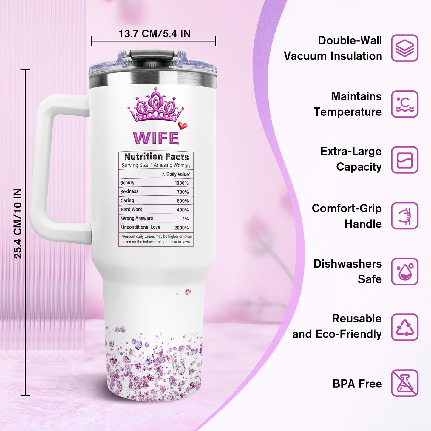 Toroly Gifts for Wife from Husband - Mothers Day Gifts for Wife - Birthday Gift for Wifey - Wedding Anniversary Romantic Gift for Women - I Love You Gift for Her - to My Wife's 40 Oz Tumbler