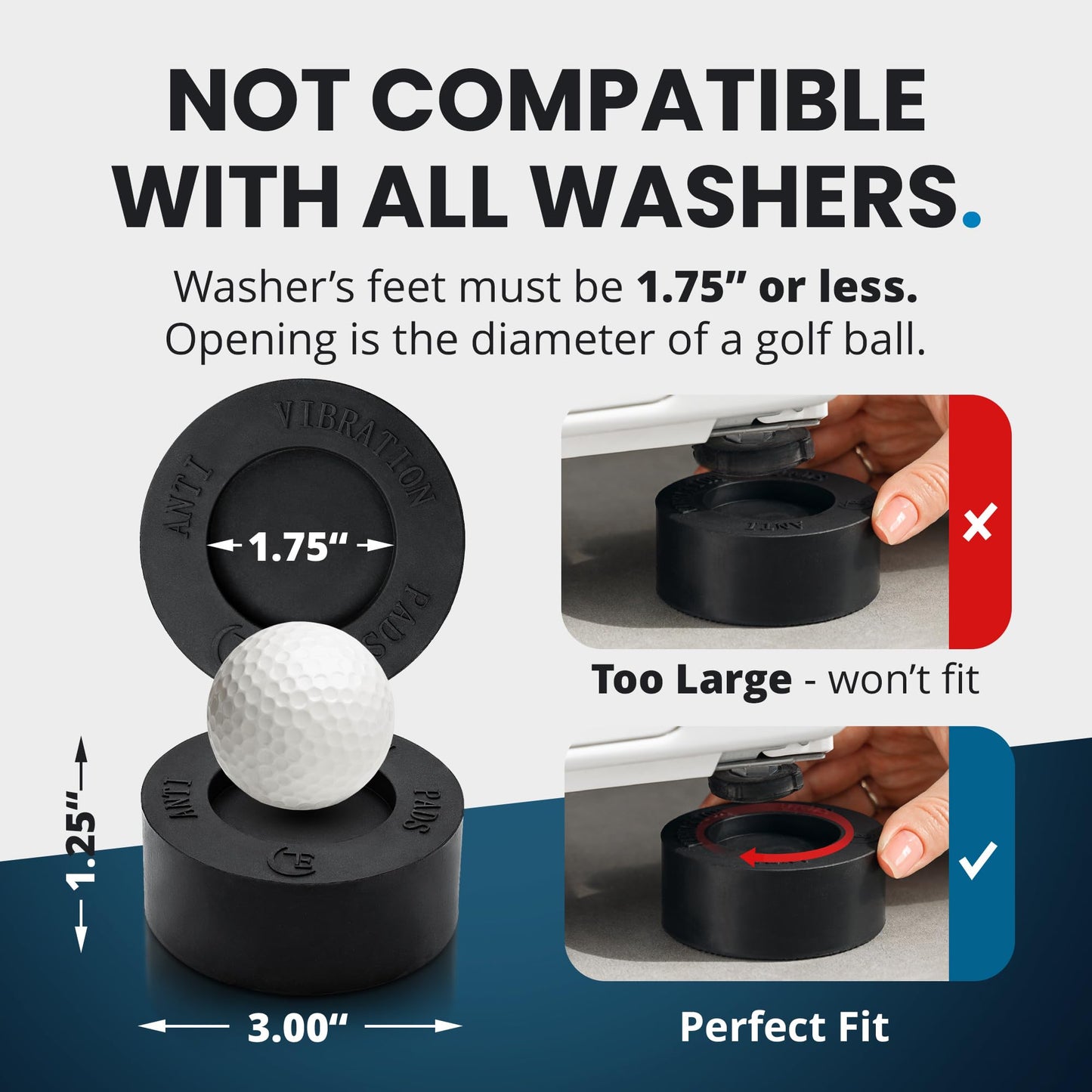 Anti Vibration Pads for Washing Machine with Tank Tread Grip - 8 Pack + Level - Fits MOST Round Feet up to 1.75” - Stops Washer Dryer from Moving - Rubber Antivibration Stabilizer for Leveling Washer