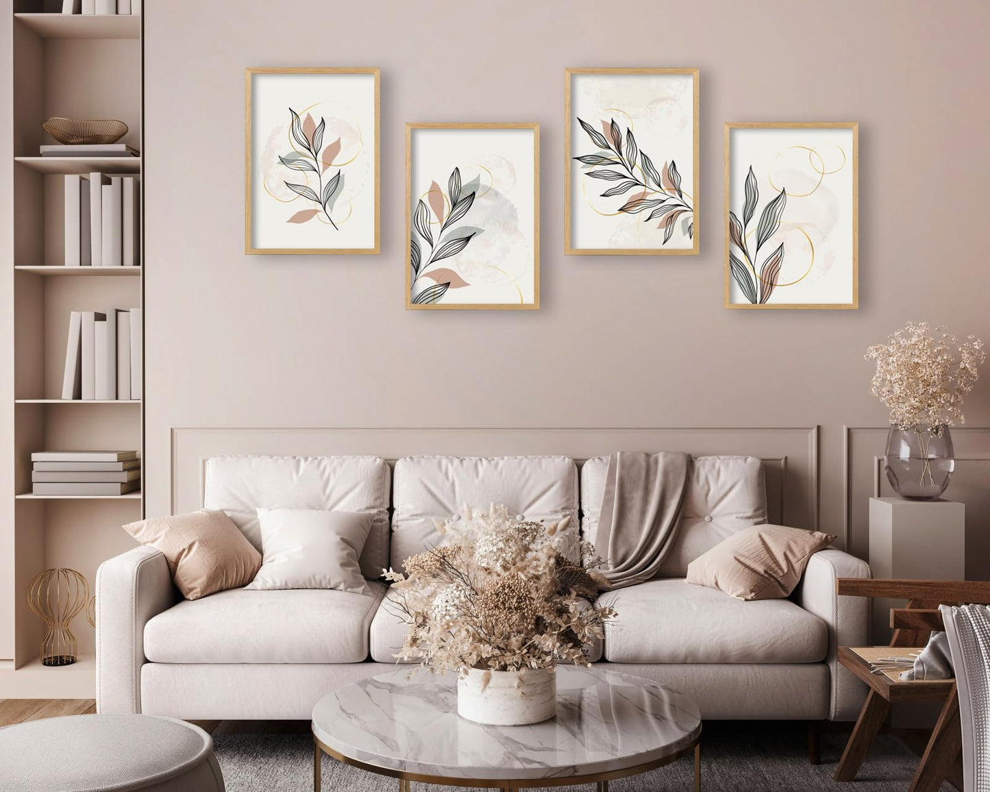 Yaetm 12x18 Frame Set of 4, Natural Solid Oak Wood Picture Frame 12 x 18 for Photos, Posters & Art Prints, Horizontal and Vertical Wall Mount (4 pack, Oak)
