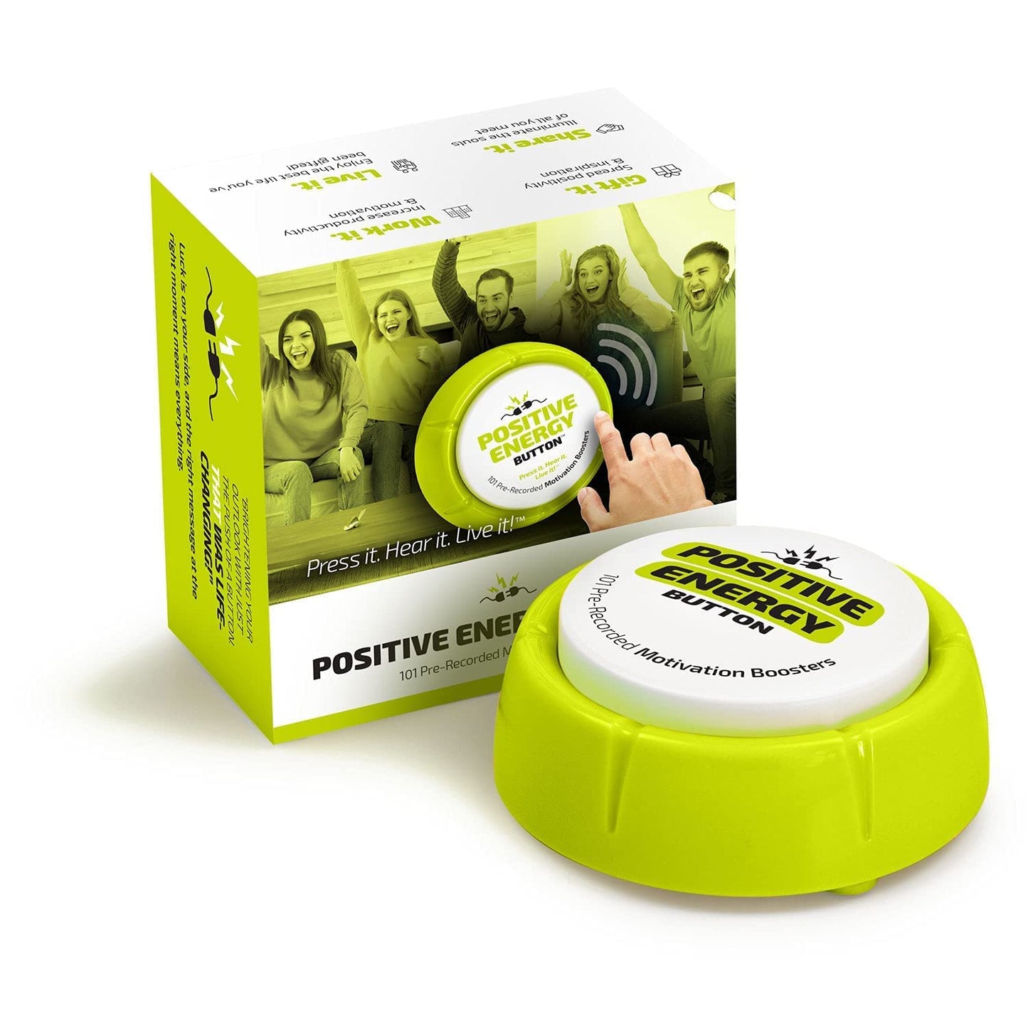 TELL ME A QUOTE Positive Energy Sound Button | Fully Loaded | 101 Pre-Recorded Motivation Boosters | Positive Thinking Easy | Fun Novelty Gag Inspirational Gift | Cool Desk Decor Gadget
