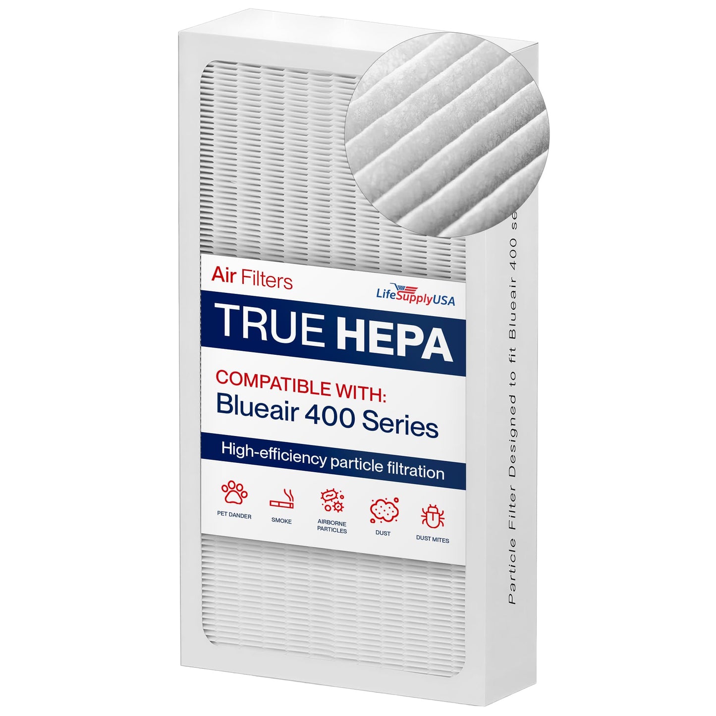 Classic 400 Series HEPA Particle Filter Replacement Compatible with Blueair Air Purifier Models 402, 403, 405, 410, 450E, 455EB, 480i by LifeSupplyUSA