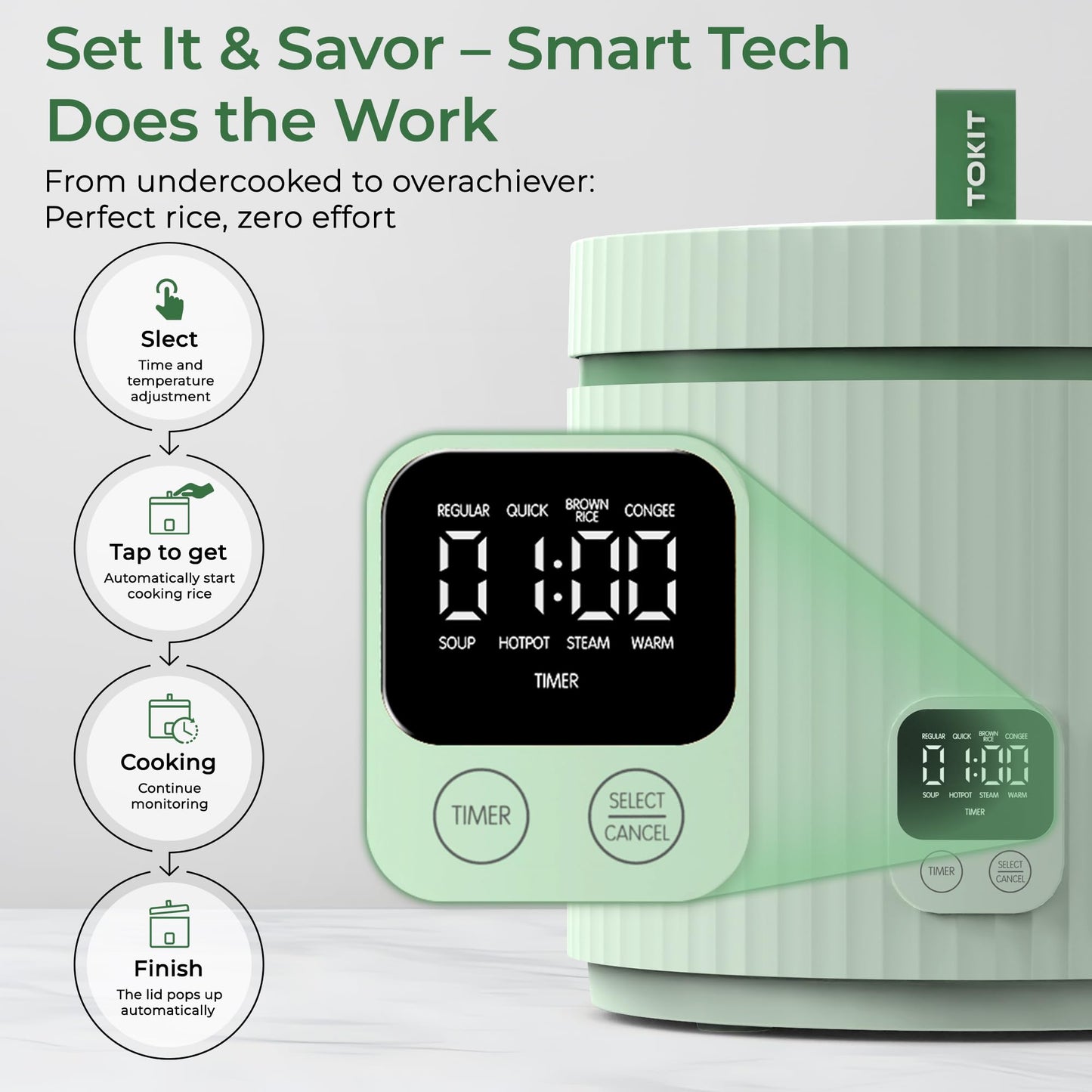 Compact Mini Rice Cooker Small Kitchen 3-Cup (Uncooked) / 6-Cup (Cooked), Non Stick Ceramic Inner Pot Rice Maker, 24H Timer Delay, Auto Keep Warm, 8 Functions Multicooker For Brown Rice, Steam, Soup