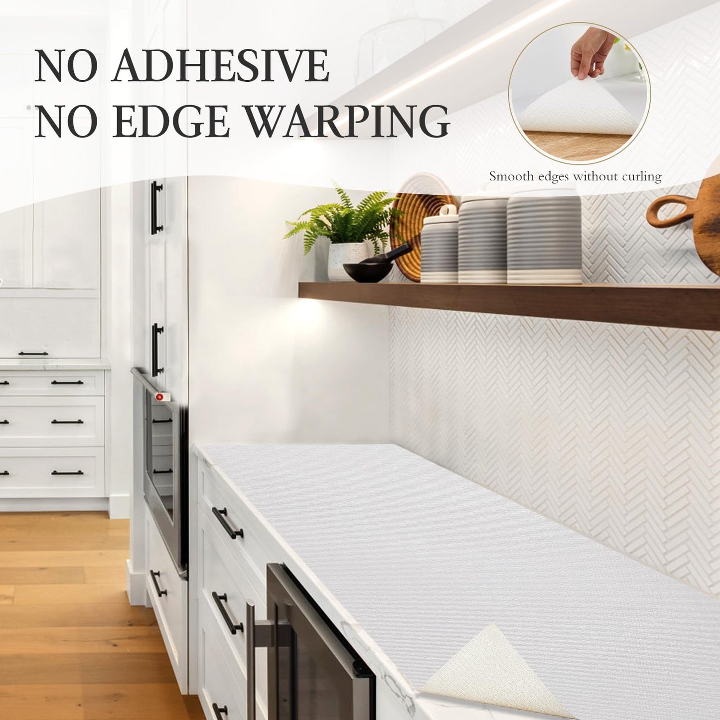 Beautysaid Shelf and Drawer Liner for Kitchen Cabinet, Non Adhesive Non Slip Shelf Paper Waterproof Washable Thickened for Dresser Pantry Shelve Bathroom Protector Liner(White,18 in x 20 FT)