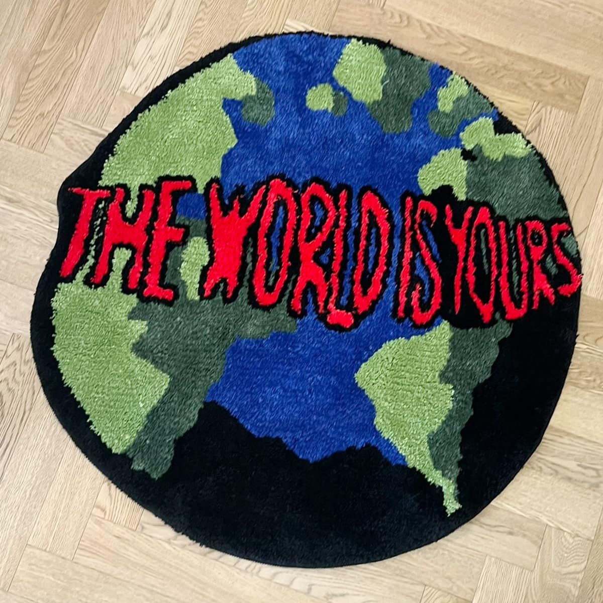 LAKEA Earth Round Mat Bathroom Mat Anti-Slip Soft Cushion Pad Bedside Carpet Rug Floor Bedroom Doormat Aesthetic Home Room Decor (35.4X35.4 inch)