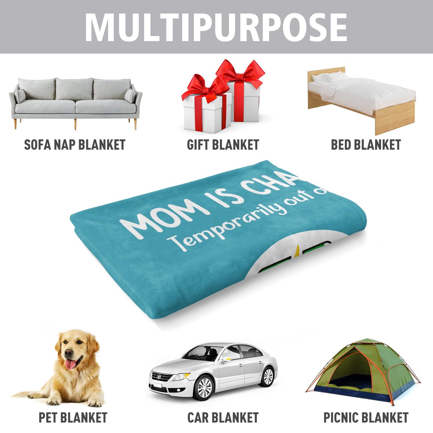 Craftique Mom Birthday Gifts, Funny Gifts for Mom- Mom's Charging Blanket- Moms Gift for Women from Daughter Son Husband, Super Soft Blanket Throw for Napping Travel, 80”×60”