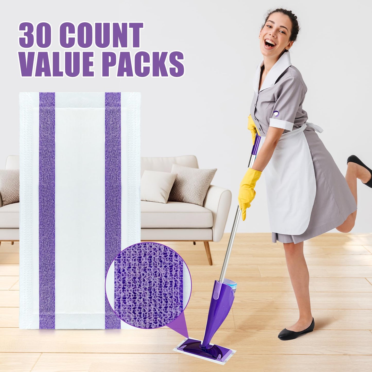 50 Count for Swiffer Wet Jet Pads, Disposable Wet Jet Pads, for Swiffer Wet Pads Refill for Spray Mop, All-Floor Cleaning Pads Safe for Hardwood & Multi-Surface