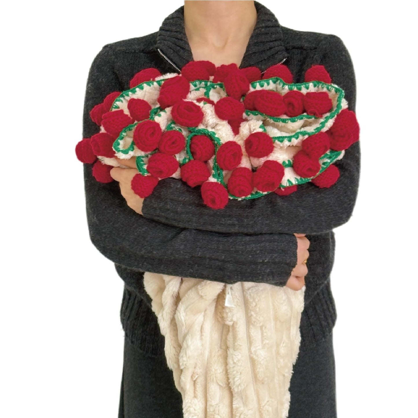 SoffMoiis Rose Flowers Bouquet Blanket, Plush Flannel Rose Bouquet Throw Blankets Gifts for Mother's Day, Birthday, Valentine'Day, Home Decor, Bed, Sofa (59 Inches)