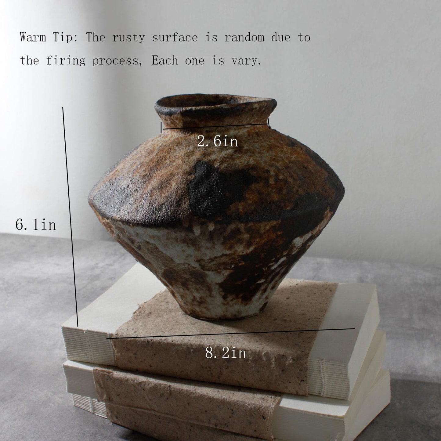 COZLIV Rusty Ceramic Vase, Wabi Sabi Decorative Pottery Flower Vase for Centerpieces, Table, Living Room, Bedroom, Bathroom, Retro Country Farmhouse Decor