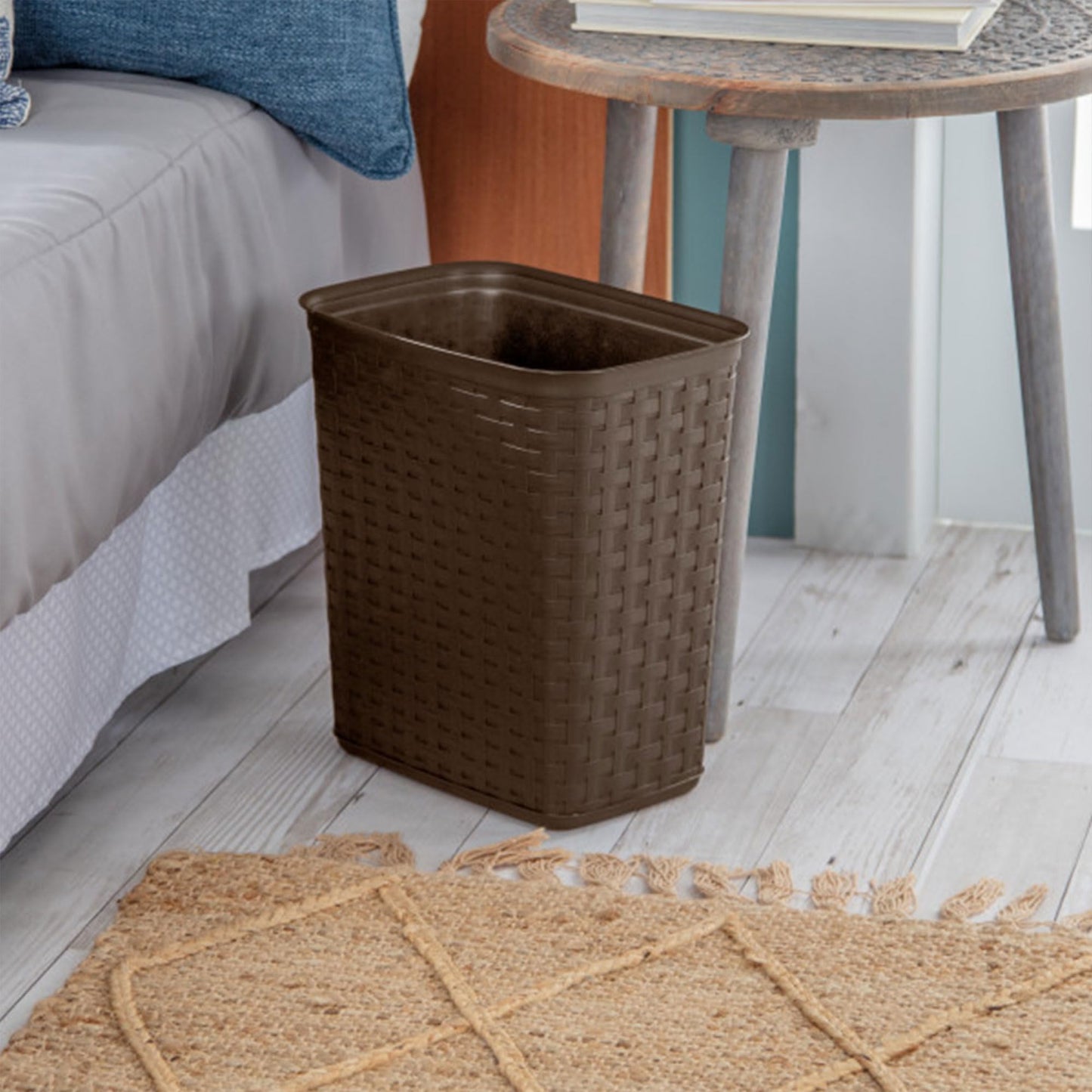 Sterilite 3.4 Gallon Weave Wastebasket, Small, Decorative Trash Can for the Bathroom, Bedroom, Dorm Room, or Office, Espresso Brown, 6-Pack