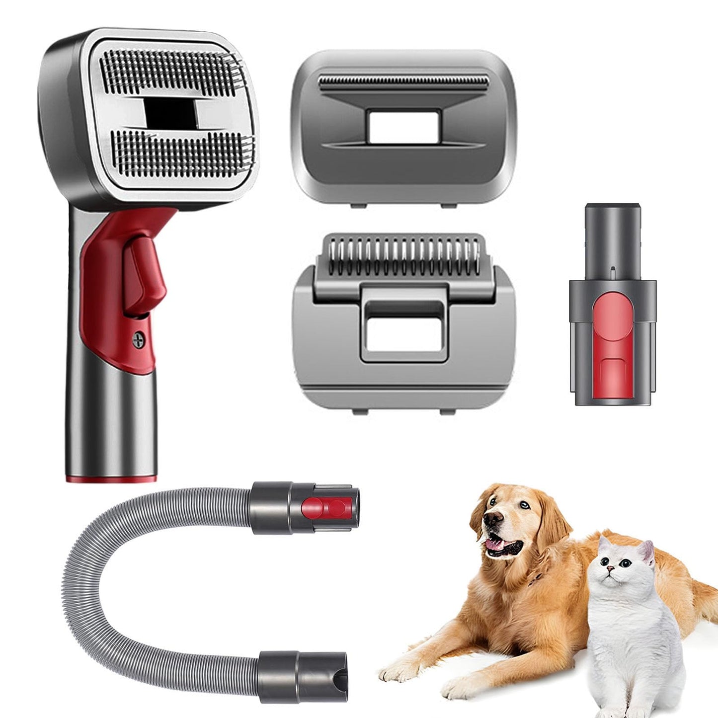 LAQVITA 3-in-1 Pet Dog Grooming Attachment Kit, Deshedding Brush Attachment for V15, V11, V10, V8, V7 – Effective Grooming & Cleaning – Hair Grooming Tools for Dog and Cat, 5 Pack