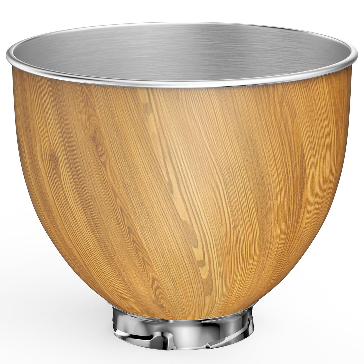 5QT Stainless Steel Mixer Bowl Compatible with Kitchen aid Stand Mixers Kitchenaid Replacement Bowl for 4.5-5 QT Tilt-Head Mixer with Handle, Wood Grain