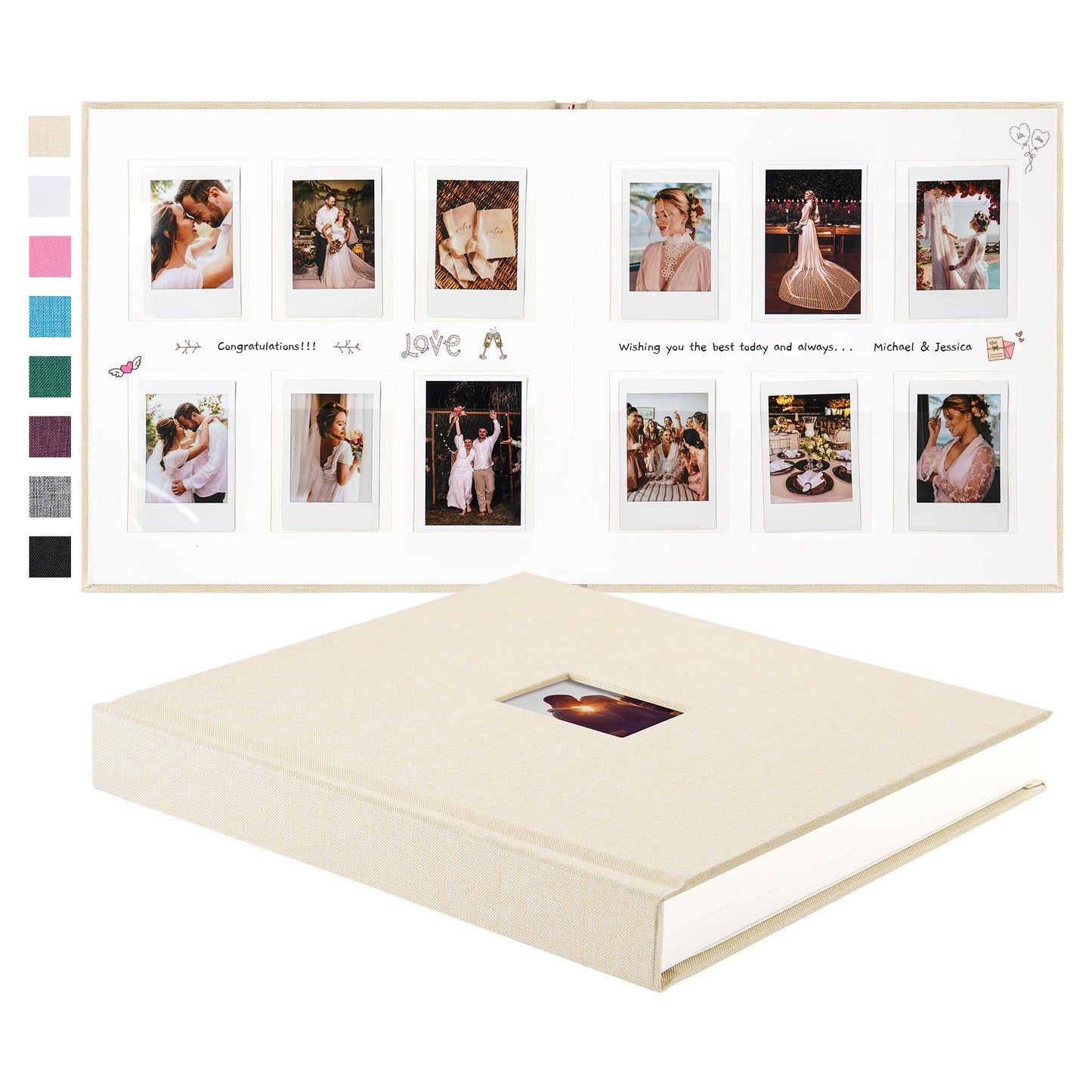 Rseozr 168 Pockets Instax Mini Photo Album For 2x3 Pictures, Linen Hardcover Polaroid Photo Album With Writing Space, Polaroid Album Book For Fujifilm Instax Mini Instant Camera (Beige)
