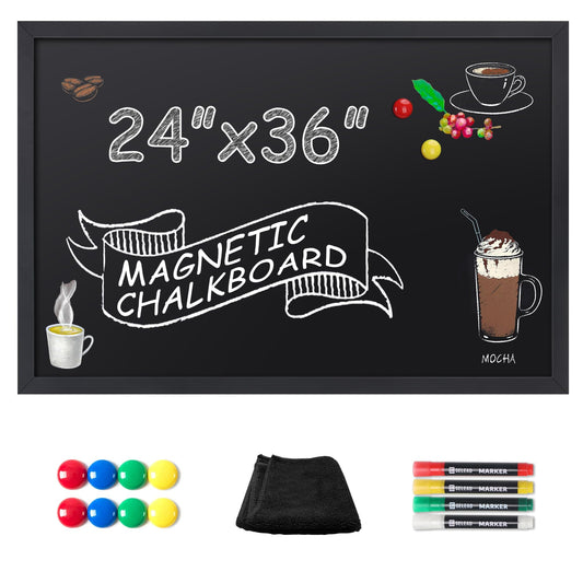SELEAD Magnetic Chalkboard Words Sign - 24" x 36" Large Black Frame Wall Decor Bulletin Chalk Board for Menu, Business, Restaurant, Home Office