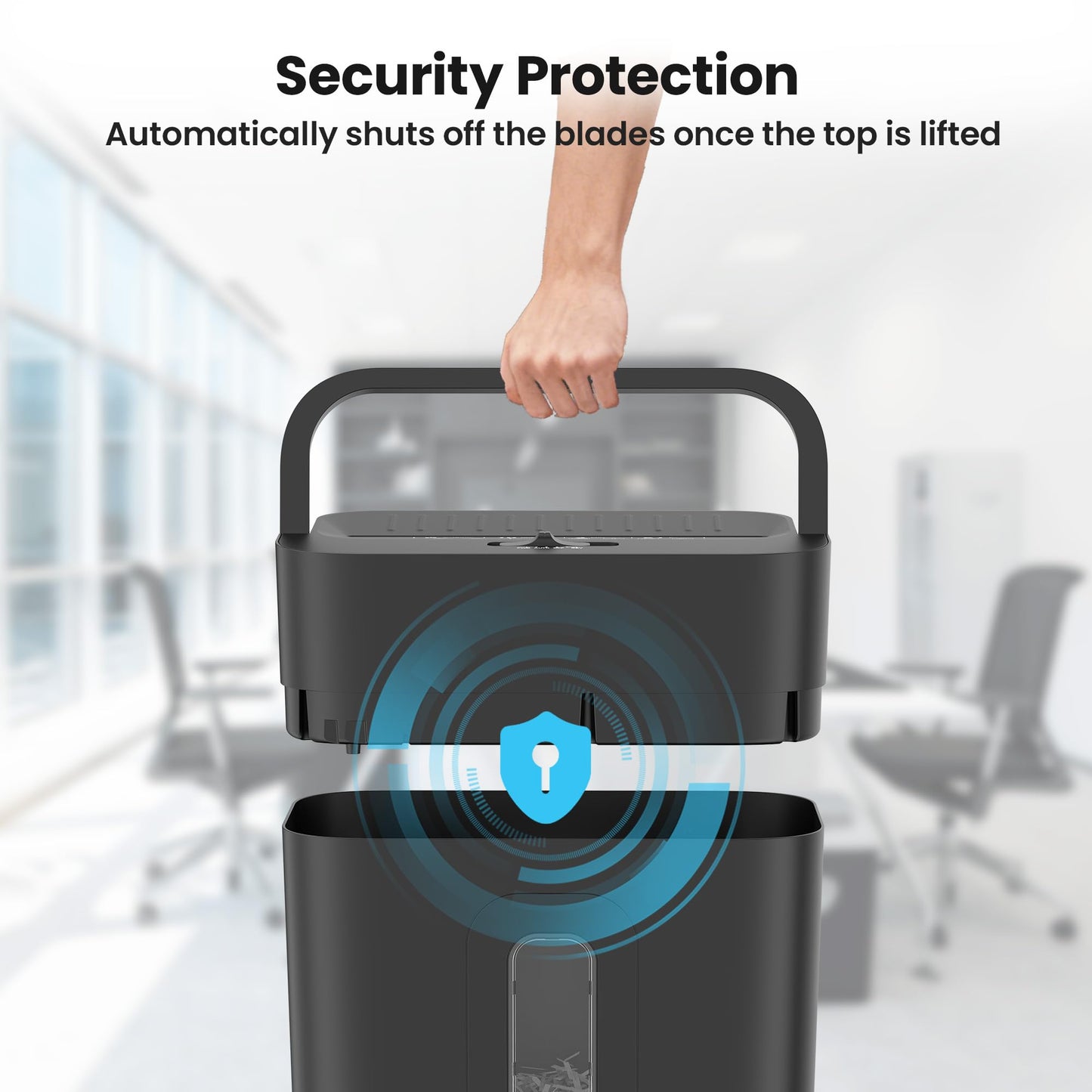 Locksworth 10-Sheet Cross Cut Paper Shredder, 5.55 Gallon Heavy Duty Shredder for Home Office, P-4 High Security Shredders for Paper/Credit Card/Mail/Staples/Clips, Portable Handle Design
