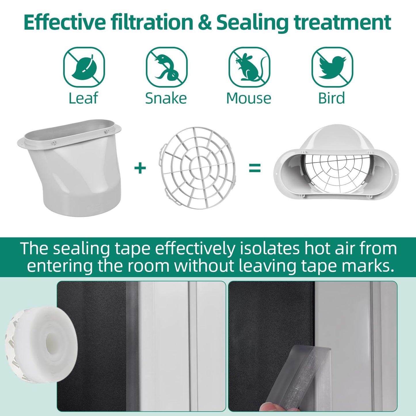 cocobeen Portable Air Conditioner Window Kit - Adjustable Universal Window Seal AC Vent Kit with 5.9” Exhaust Hose for Sliding Vertical/Horizontal Windows (5 Panels)
