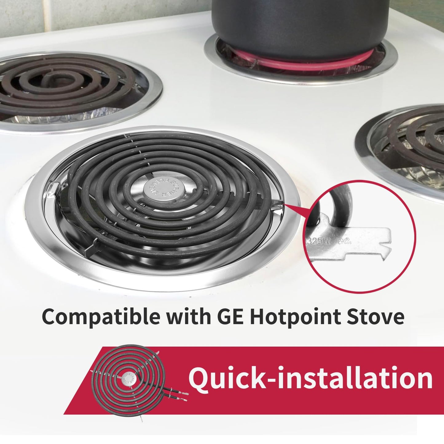 COZZIVITA WB30M1 and WB30M2 GE Hotpoint Electric Stove Burner Replacement Element, Perfectly Fit GE Hotpoint Electric Range Stove Top-Includes 2 * 8'' and 2 * 6''
