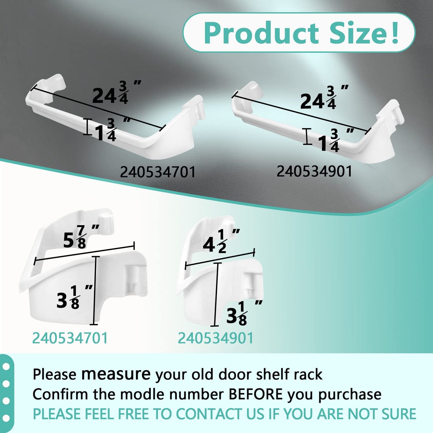 Upgraded 240534901 * 2 & 240534701 * 1 Refrigerator Door shelf retainer bar Compatible with frigidaire kenmore Rack Bar Rail,Replace PS734936 AP3214631 948952 AP3214630 PS734935 948954