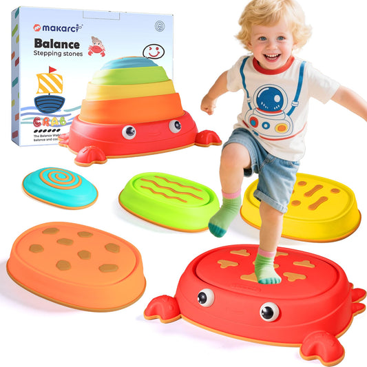 makarci Crab Stepping Stones for Kids,5pcs Double Anti-Slip Balance Sensory Stepping Stones Promoting Toddlers’ Sensory and Coordination Development，Indoor and Outdoor Play for Kids 3-8