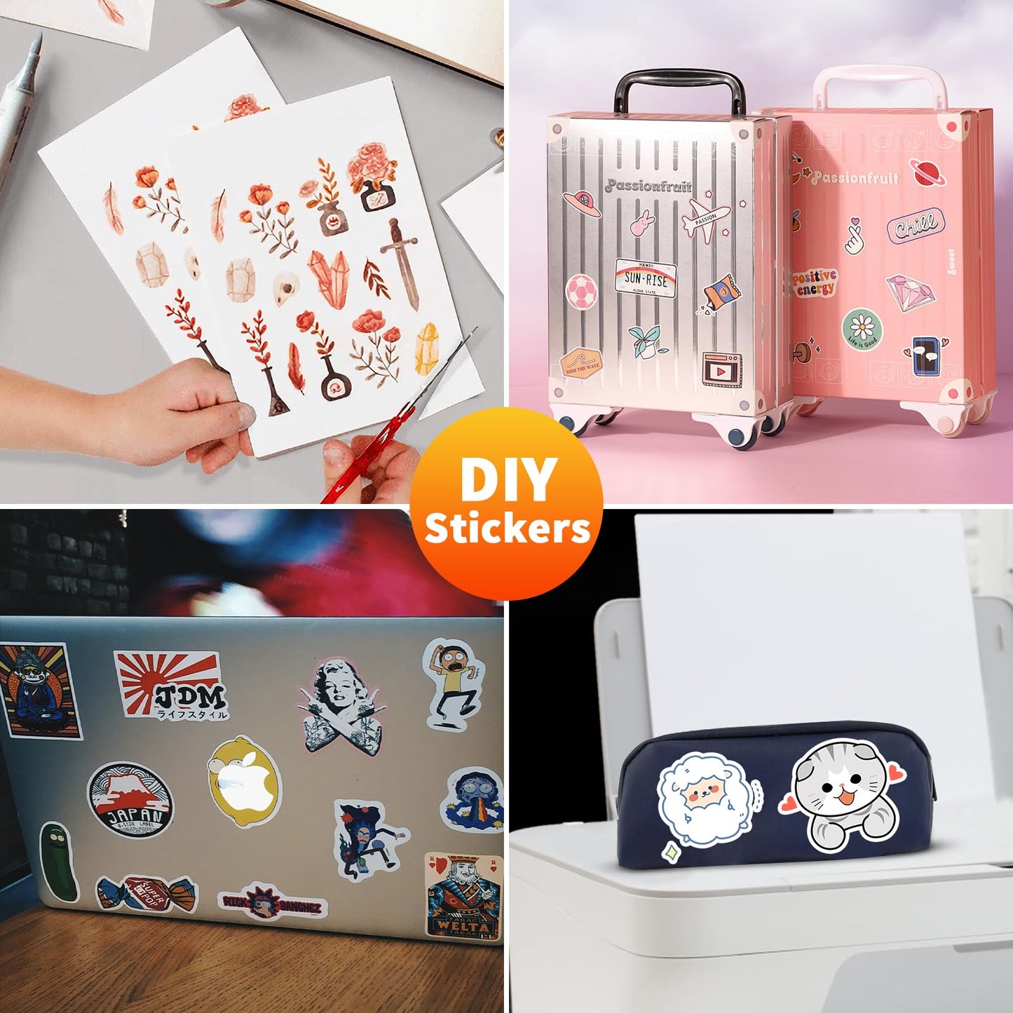 Printable Sticker Paper 8.5 x 11 Full Sheet Labels, 500 Sheets Matte Self Adhesive Sticker Paper for Inkjet & Laser Printer, Full Page Printable Label Paper for Shipping, Address, Product & FBA Labels
