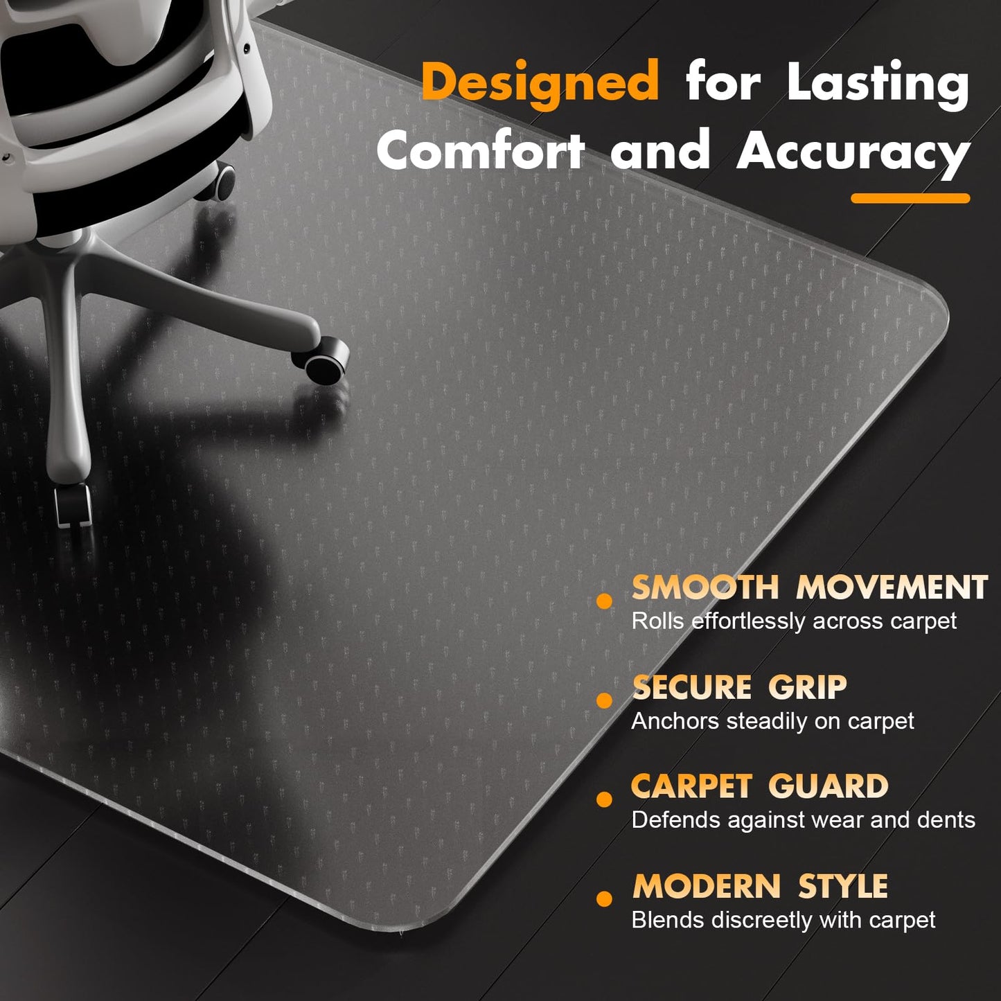 Office Chair Mat for Carpet - 48x60 Inch Plastic Computer Desk Floor Protectors for Chairs Clear Under Desk Rug Pad for Rolling Gaming Chair
