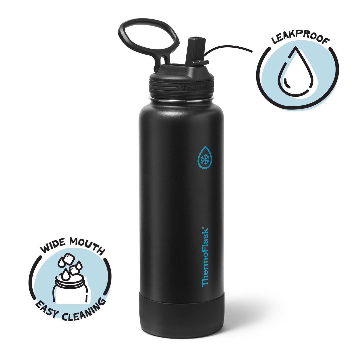 ThermoFlask Insulated Water Bottle with Spout Lid (40 oz, Electric Eclipse) - Leakproof, Stainless Steel Water Bottle for Cold & Hot Drinks, Travel & Daily Hydration