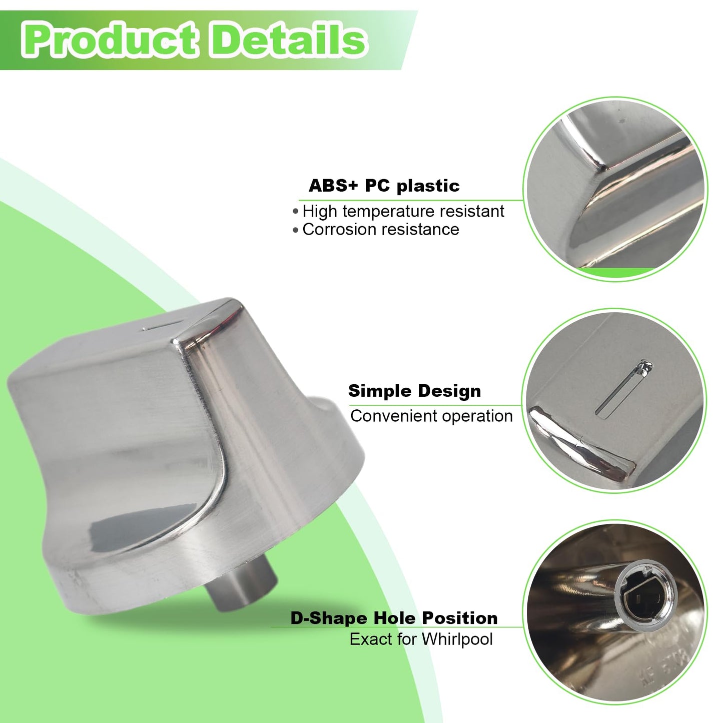 HLZDS W11366438 Cooktop Knobs 5 Pack, Compatible with Whirlpool WCG55US0HS00 WCG55US6HS00 WCG55US6HS00, KIP5T08 W10850010 Gas Stove Knobs