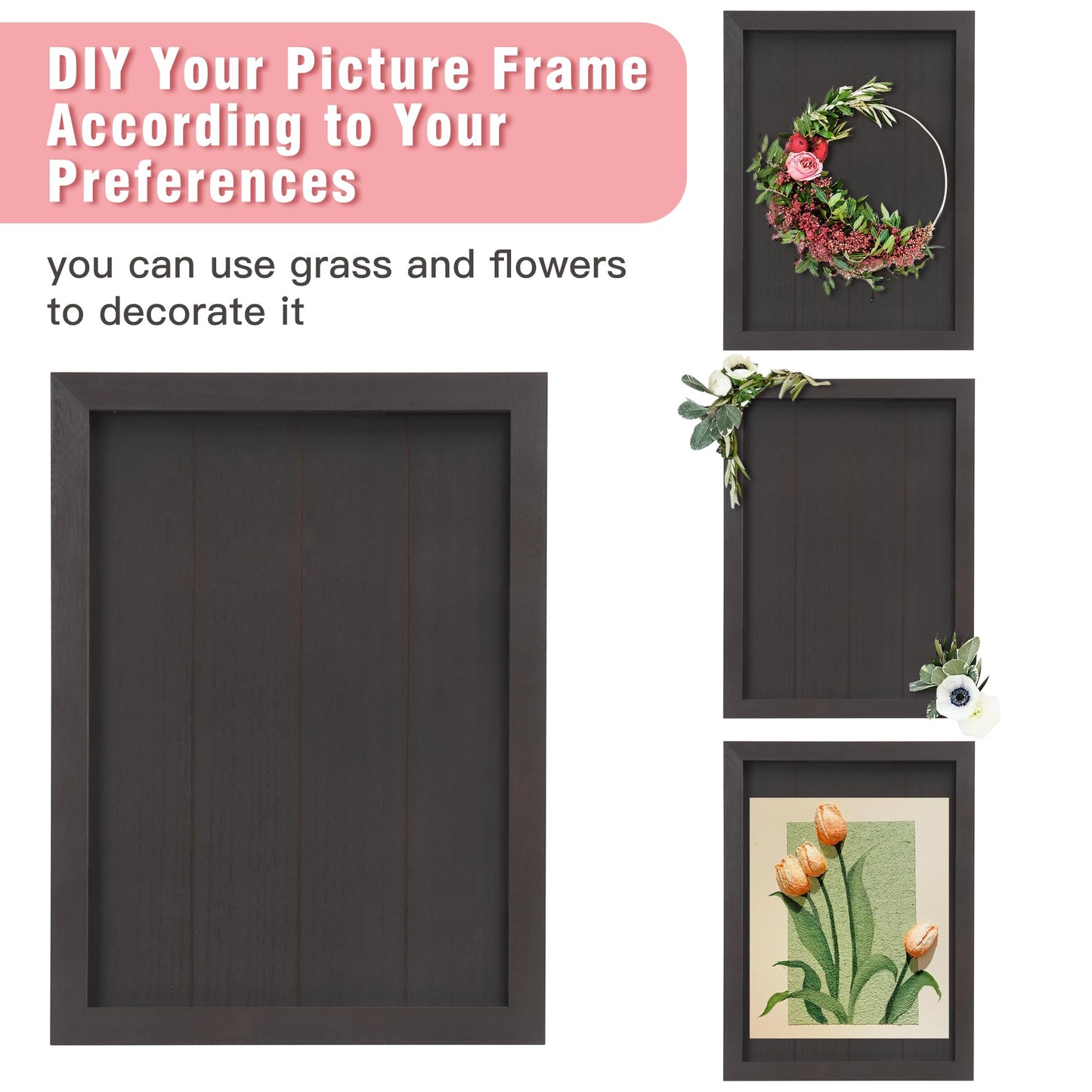 SELEAD Solid Wood Wedding Guest Book Alternative - Rustic Drop Top Picture Frame Sign with Chalkboard, 100pcs Wooden Hearts, Storage Box - Wedding Reception for Party Anniversary Birthday