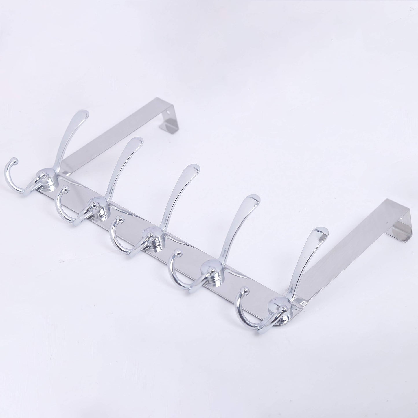 WEBI Over The Door Hook Door Hanger Hook Rack with 5 Tri Hooks for Hanging Coats, Over Door Towel Rack Door Coat Towel Hanger Over Door Coat Rack,Silver,2 Packs