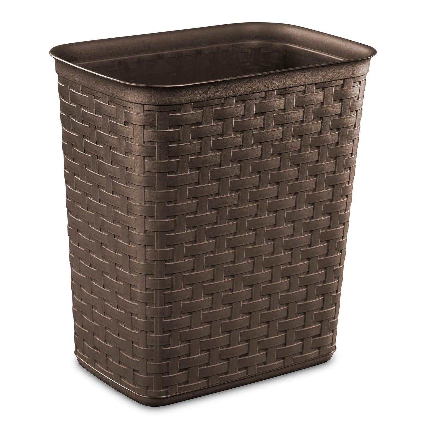 Sterilite 3.4 Gallon Weave Wastebasket, Small, Decorative Trash Can for the Bathroom, Bedroom, Dorm Room, or Office, Espresso Brown, 6-Pack