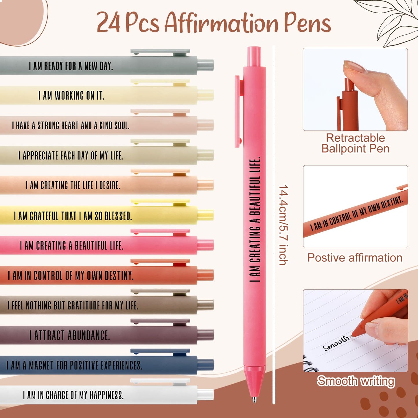 Kosiz 48 Pcs/24 Set Positive Affirmation Gifts for Women Bulk Gratitude Spiral Notebook Journals with Pens Self Care Mental Health Gifts Employee Coworker Teacher Nurse Volunteer Mothers Day (Boho)