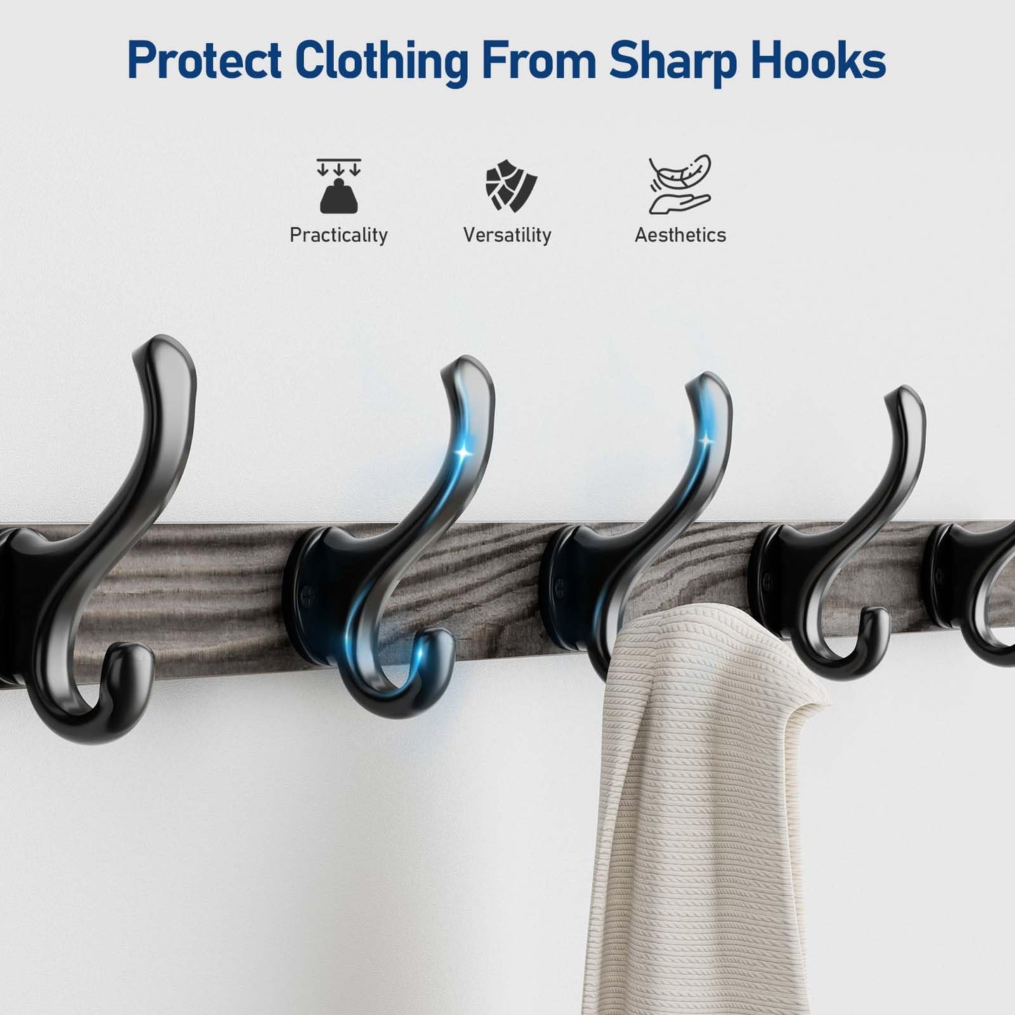 Tatub 29'' Coat Rack Wall Mount with Shelf, Wood Wall Hooks with Storage, Entryway Shelf with 5 Coat Hangers for Bathroom, Living Room, Bedroom, Ebony