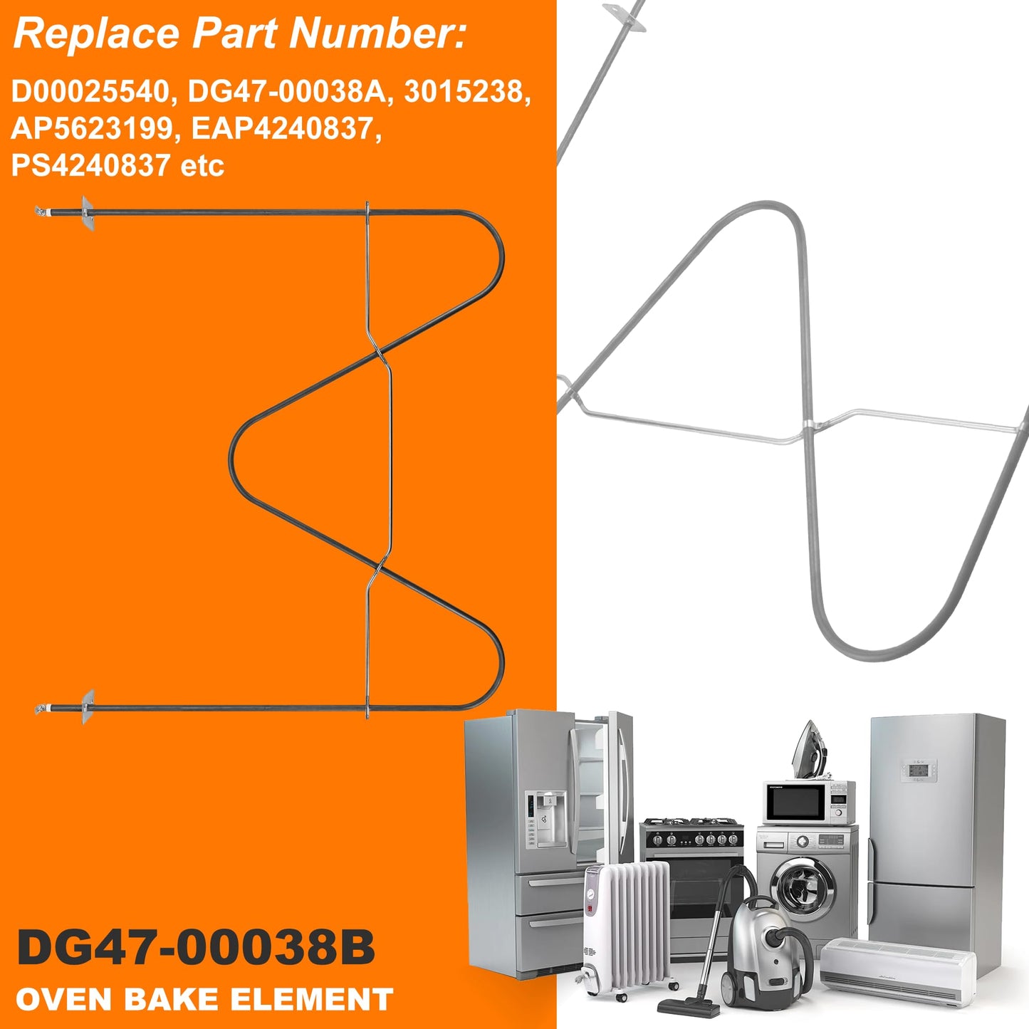 MIFLUS DG47-00038B Oven Bake Element/DG47-00038A Bake Element Compatible for Samsung Oven Bake Element/Samsung Oven Heating Element Replacement/Samsung DG47-00038B Bake Element