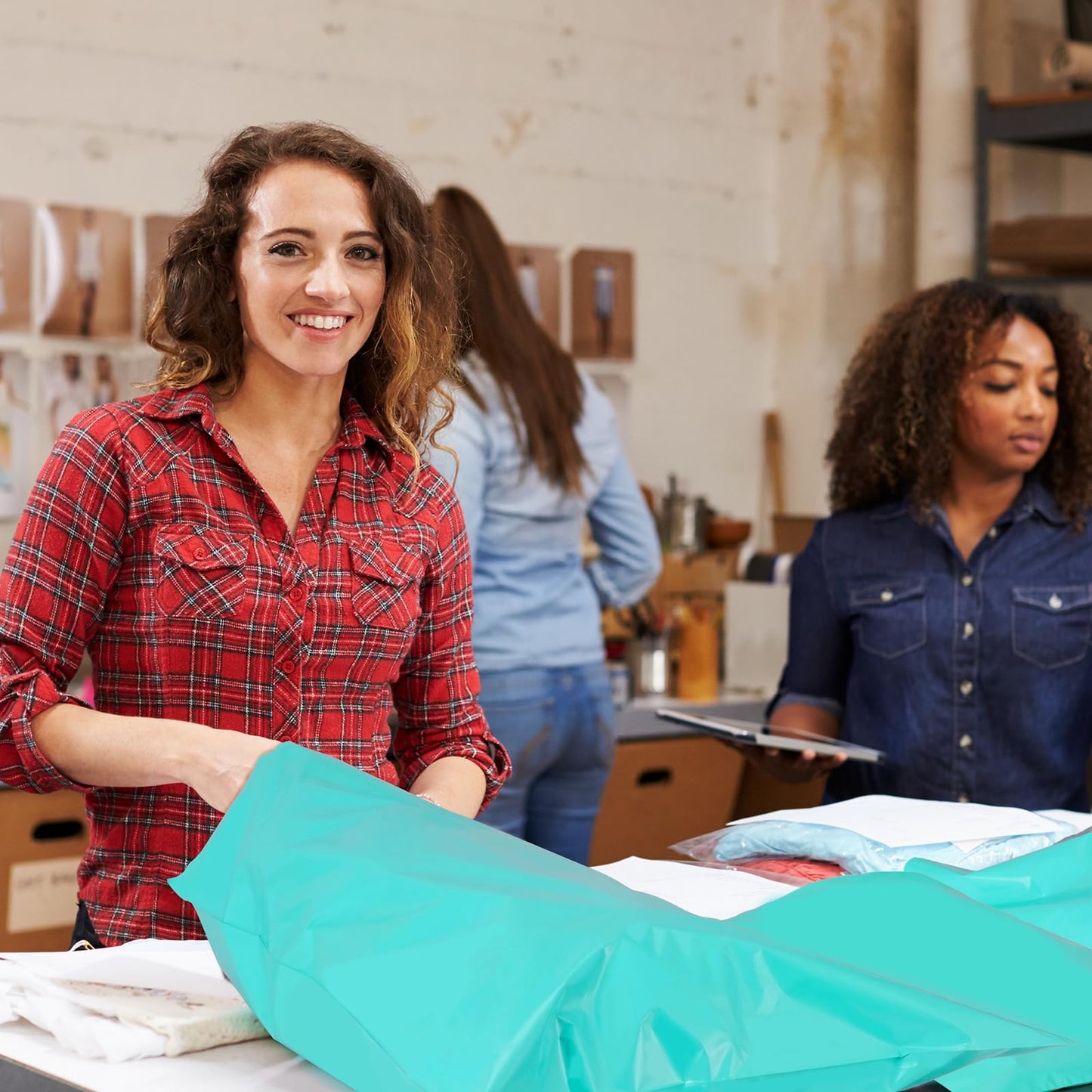 Fuxury 19x24 Inch 100 Pack Large Poly Mailers Shipping Envelopes Bags Teal,Self Adhesive Mailers Poly Shipping Bags for Small Clothing Business,Waterproof and Flexible polymailers,Keep Items Protected