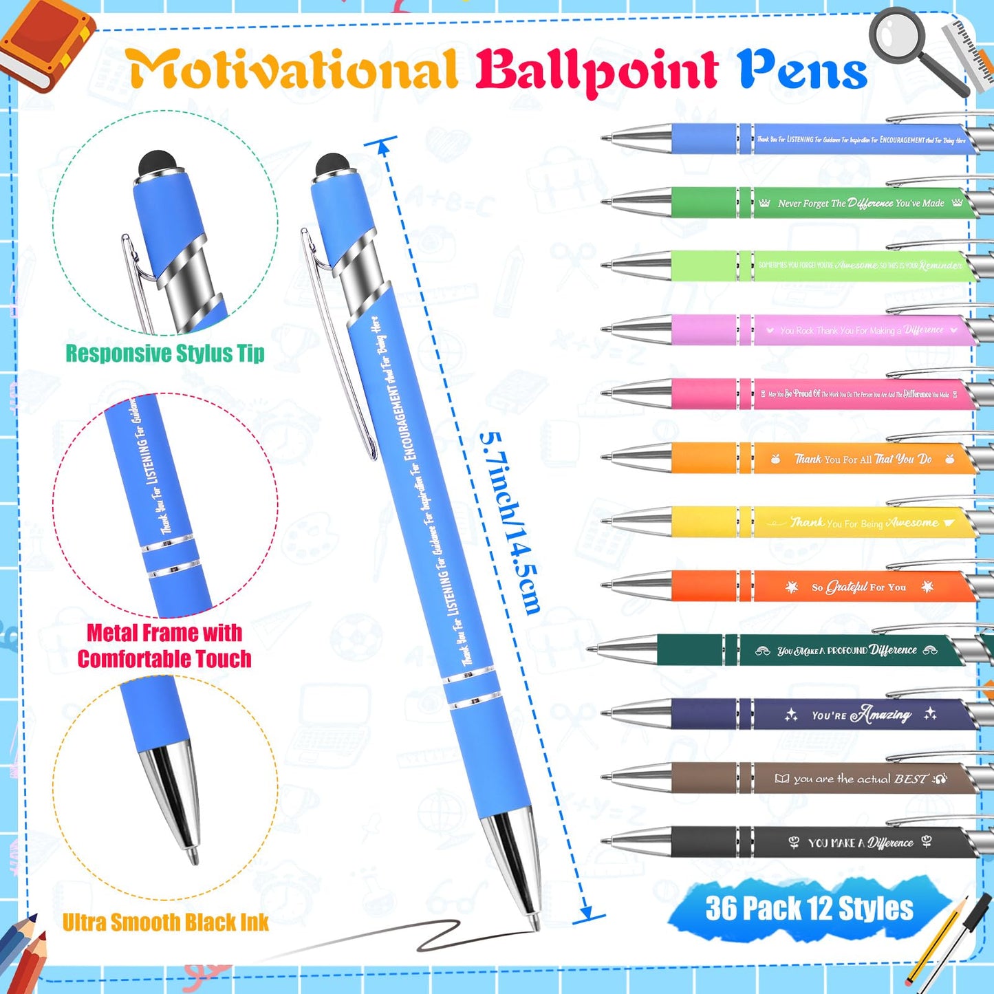 36 Sets Employee Appreciation Gifts Bulk Coffee Cup Sticky Notes with Inspirational Pens, Funny Notepads Motivational Ballpoint Pen Thank You Gifts for Coworker Teacher Nurse Office Supplies