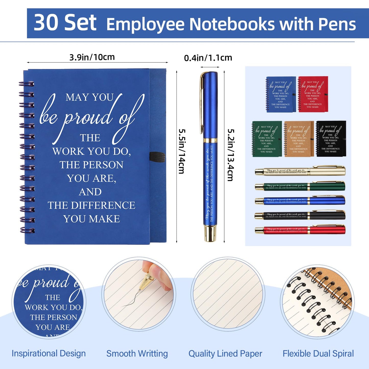 Honoson 30 Sets Group Graduation Appreciation Gifts May You Be Proud of The Work Notebooks with Ballpoint Pen Bulk 2026 CNA Thank You Notebooks for Team Staff Nurse CNA Week Gifts
