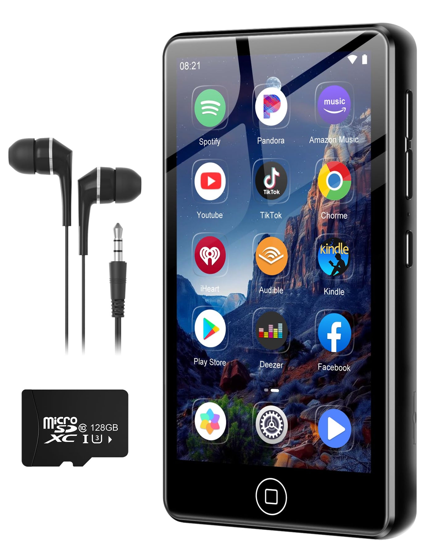 144GB MP3 Player with Bluetooth and WiFi,MP3 & MP4 Players with 4.02-inch Touchscreen and Speaker,Spotify Music Players with Pandora,Audible,Amazon Music,Spotify,Play Store,Up to 512GB (Black)