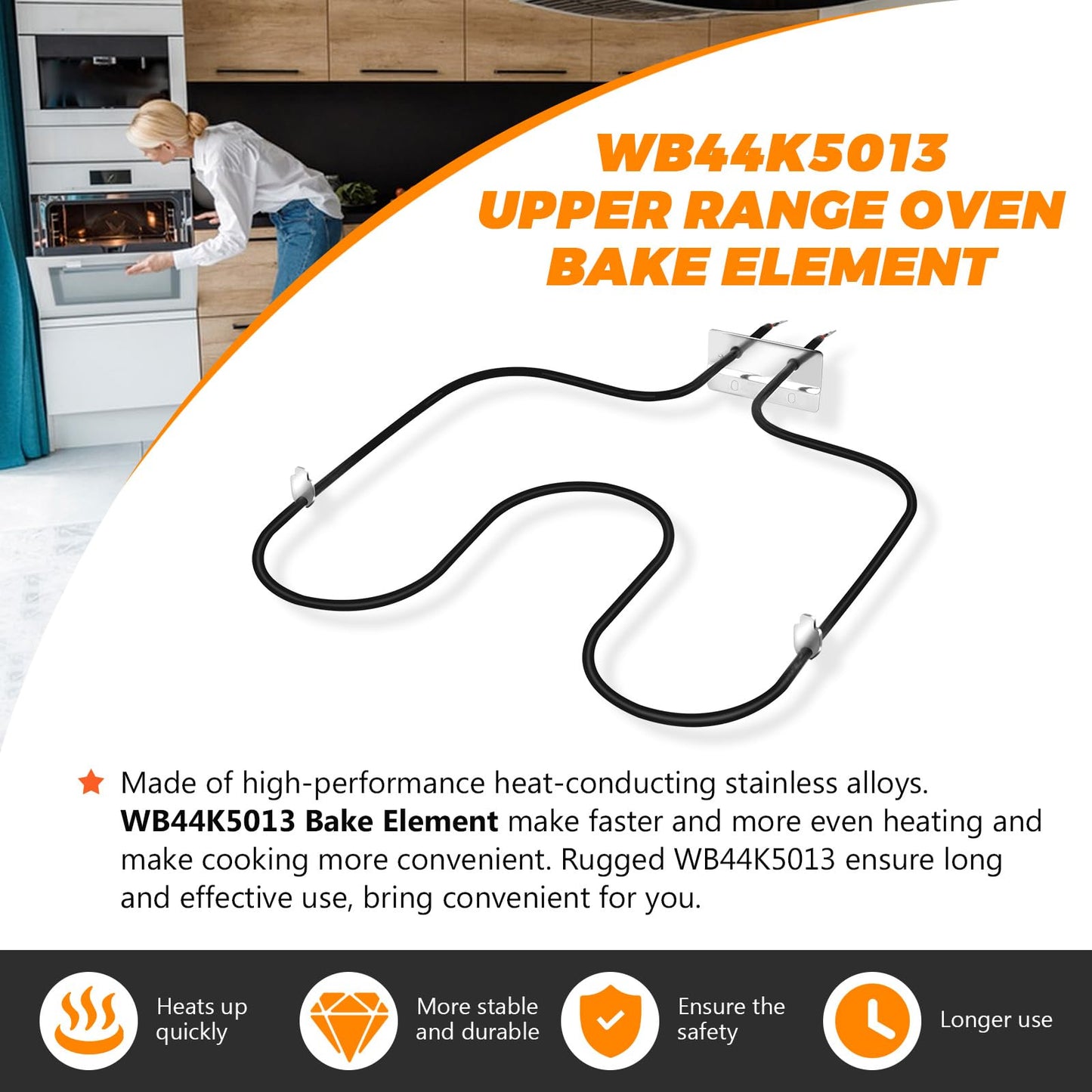 WB44K5013 WB44K5010 Range Oven Bake Element by Blutoget-Fit for GE Hotpoint Ken-more General Electric Oven Bottom Heating Element Replaces WB44K5008 WB44K5010 ERB44K5013 AP2030969 AP4404441