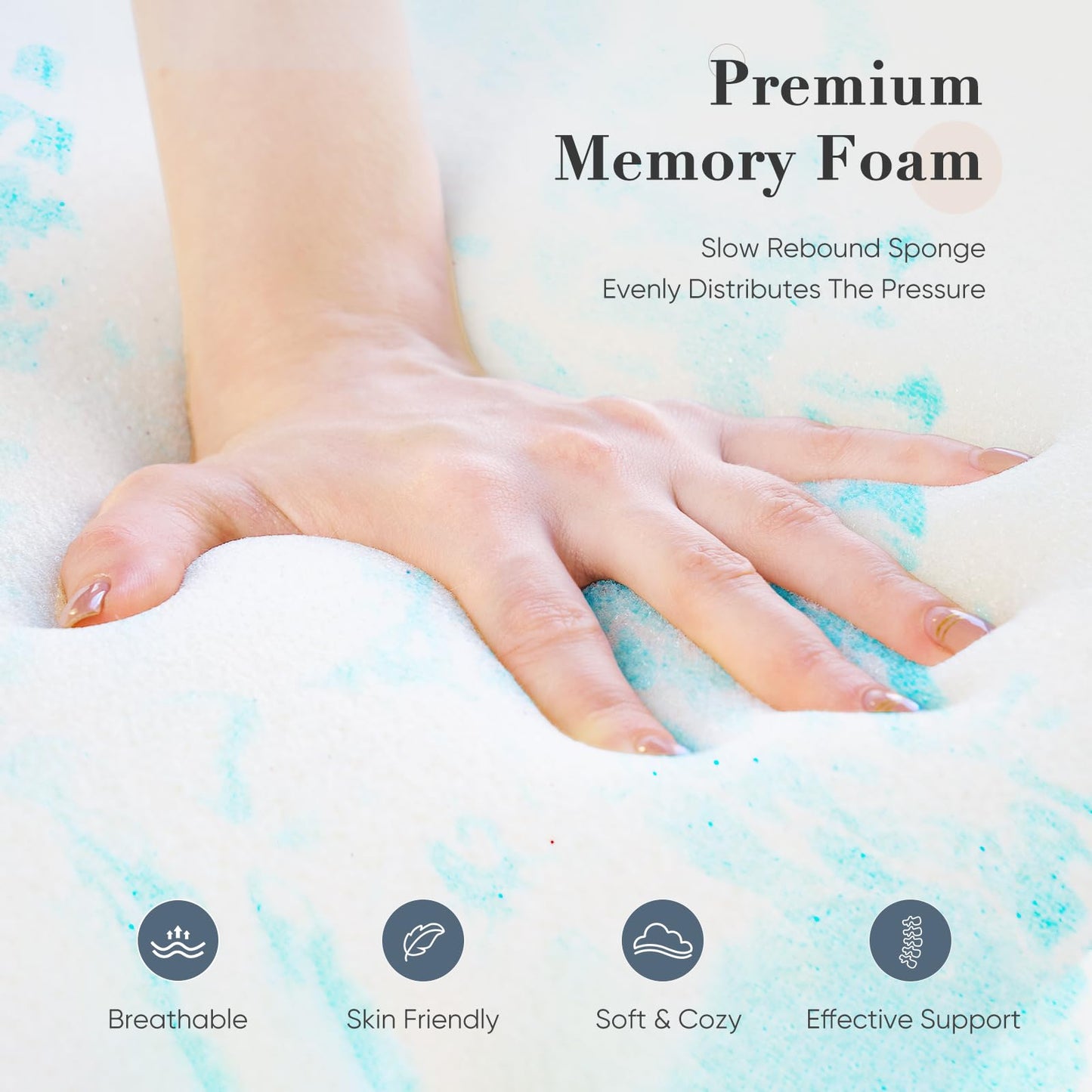 DUMOS Mattress Toppers Memory Foam King Size, 3 Inch Thick Bed Topper Pad Cooling Gel Infused Soft Comfy Padding Breathable for Sleeper Sofa Couch RV Camper, CertiPUR-US Certified, Blue