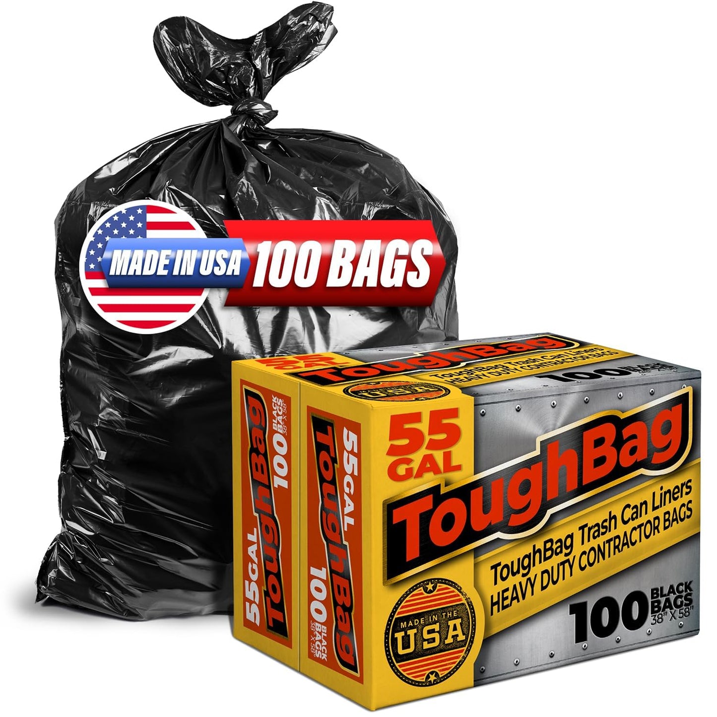 ToughBag 55-60 Gallon Trash Bags (100 Count) (Black, 58'x38')