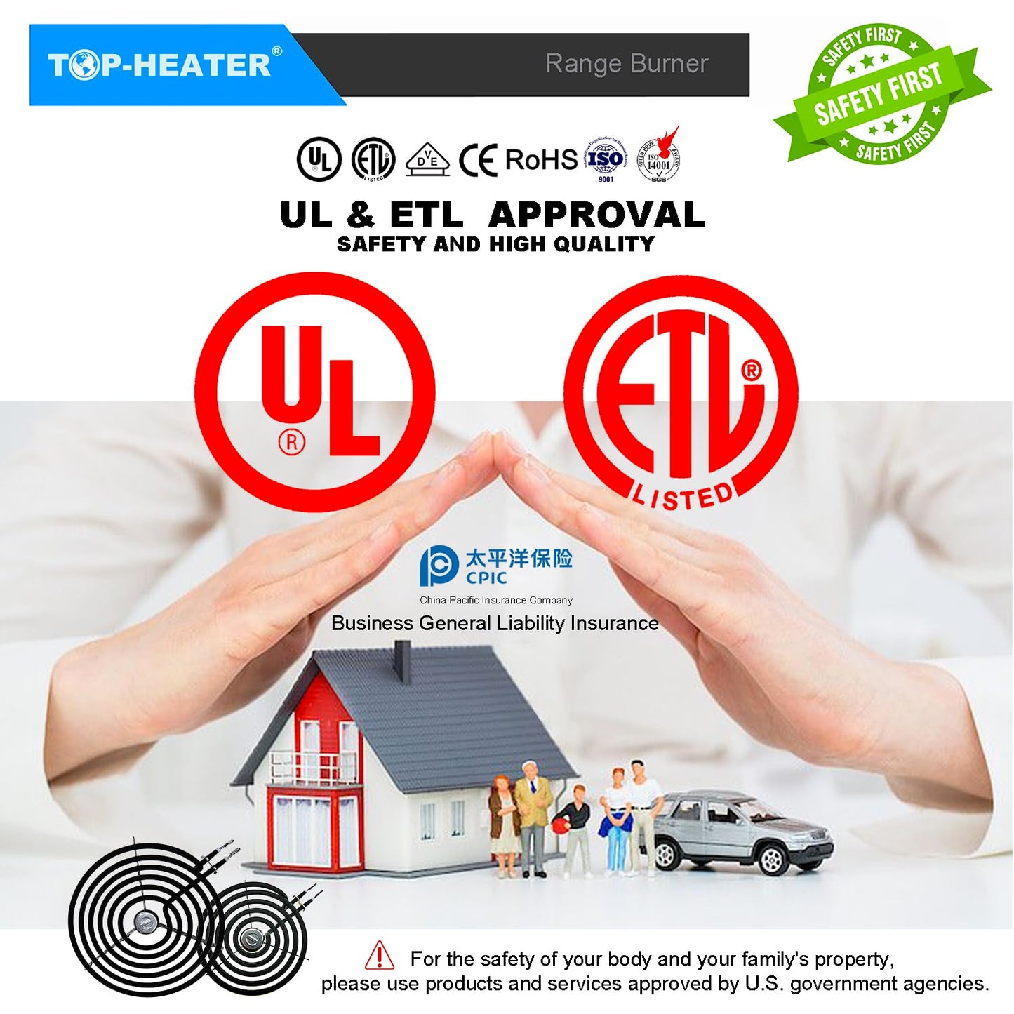 TOP-HEATER Stove Burner 6”&8” WB30M1 & WB30M2(234710 & 234715) Electric Stove Top Burner For GE Hotpoint RCA Range Stove, Electric Range Burner Element,4Pack