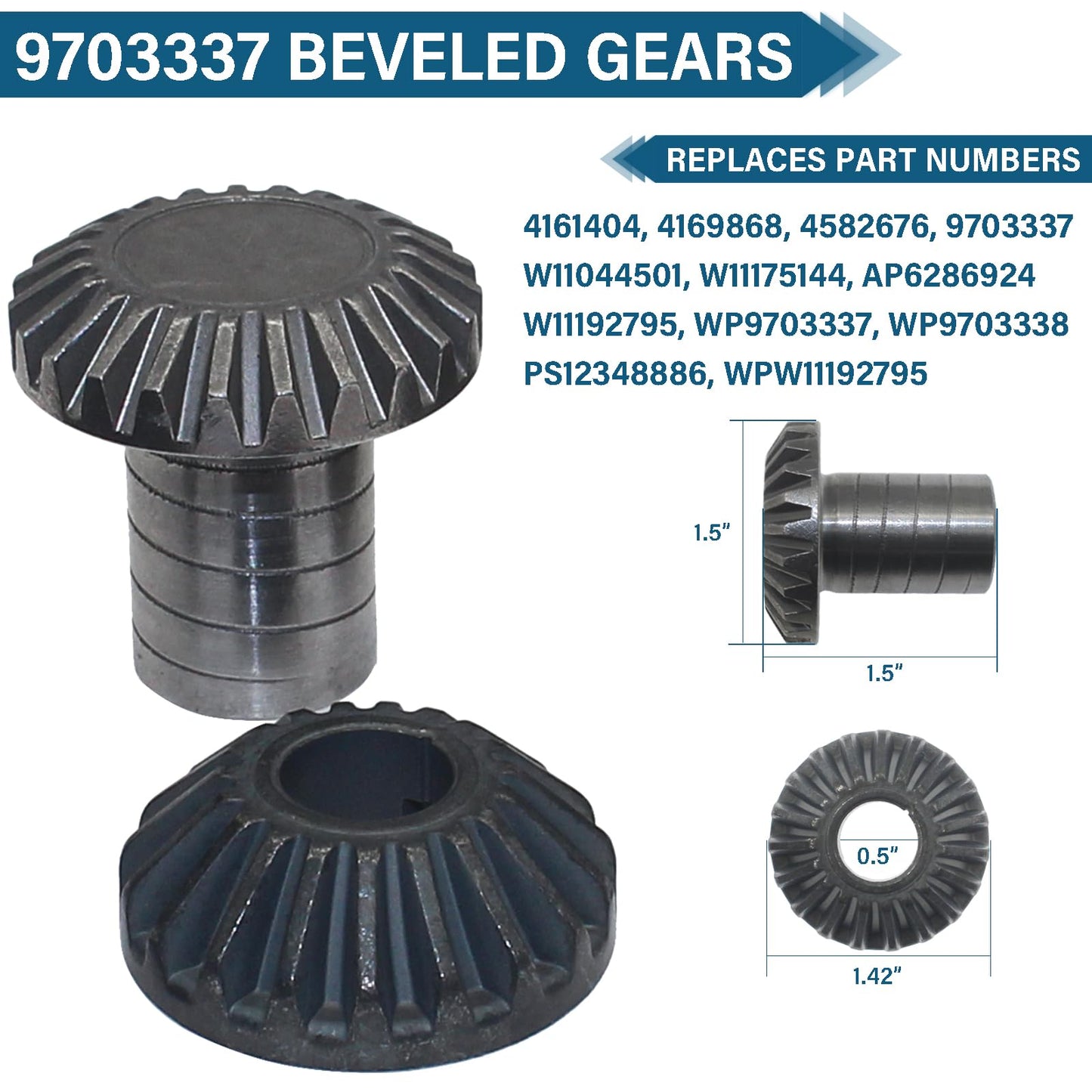 Worm Gear Kit Compatible With KitchenAid Whirlpool 5QT & 6QT Mixer Gear Parts Replacement, Worm Follower Gear Kit 9706529 W11086780 9709511 9703337 9709231