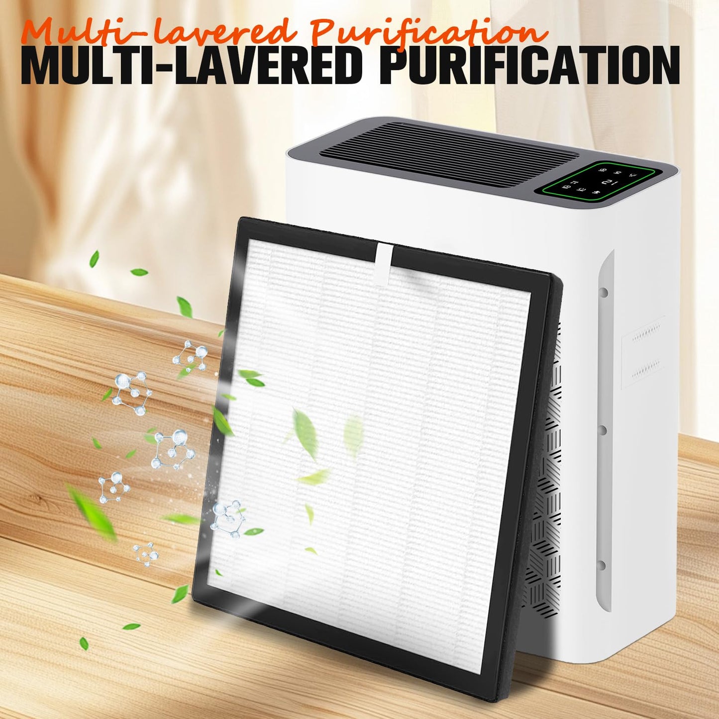 TZ-K2 Air Purifier Replacement Filter, H13 True HEPA & Activated Carbon, Compatible with ToLife TZ-K2 Air Cleaner – 4-Pack Filters with Cleaning Brush by MCCKLE
