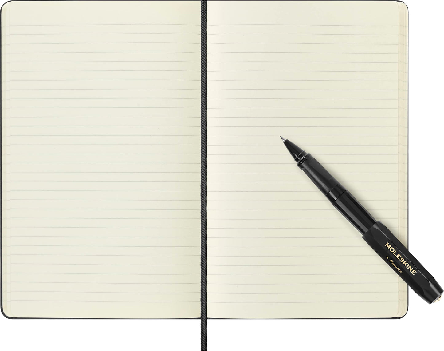 Moleskine Classic Notebook and Kaweco Roller Pen Bundle, Large, Ruled, Black, Hard Cover (5 x 8.25)