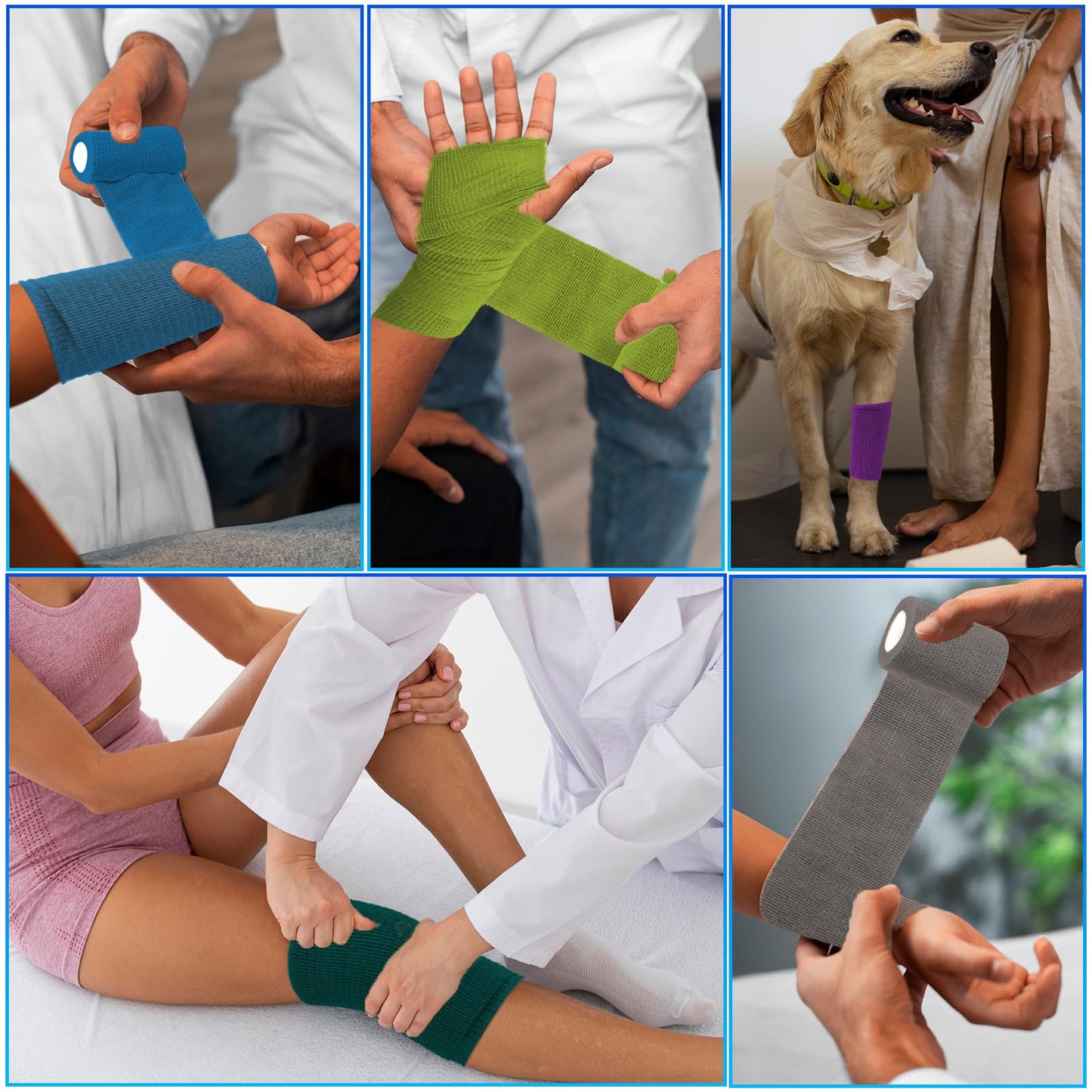 120 Pack Colorful Self Adhesive Bandage Wrap Bulk 2 Inch x 5 Yards Cohesive Bandage,Vet Wrap Breathable Elastic Self-Adherent Tape for Stretch Athletic Sports Wrist Ankle Dogs Pet Vet Wrap