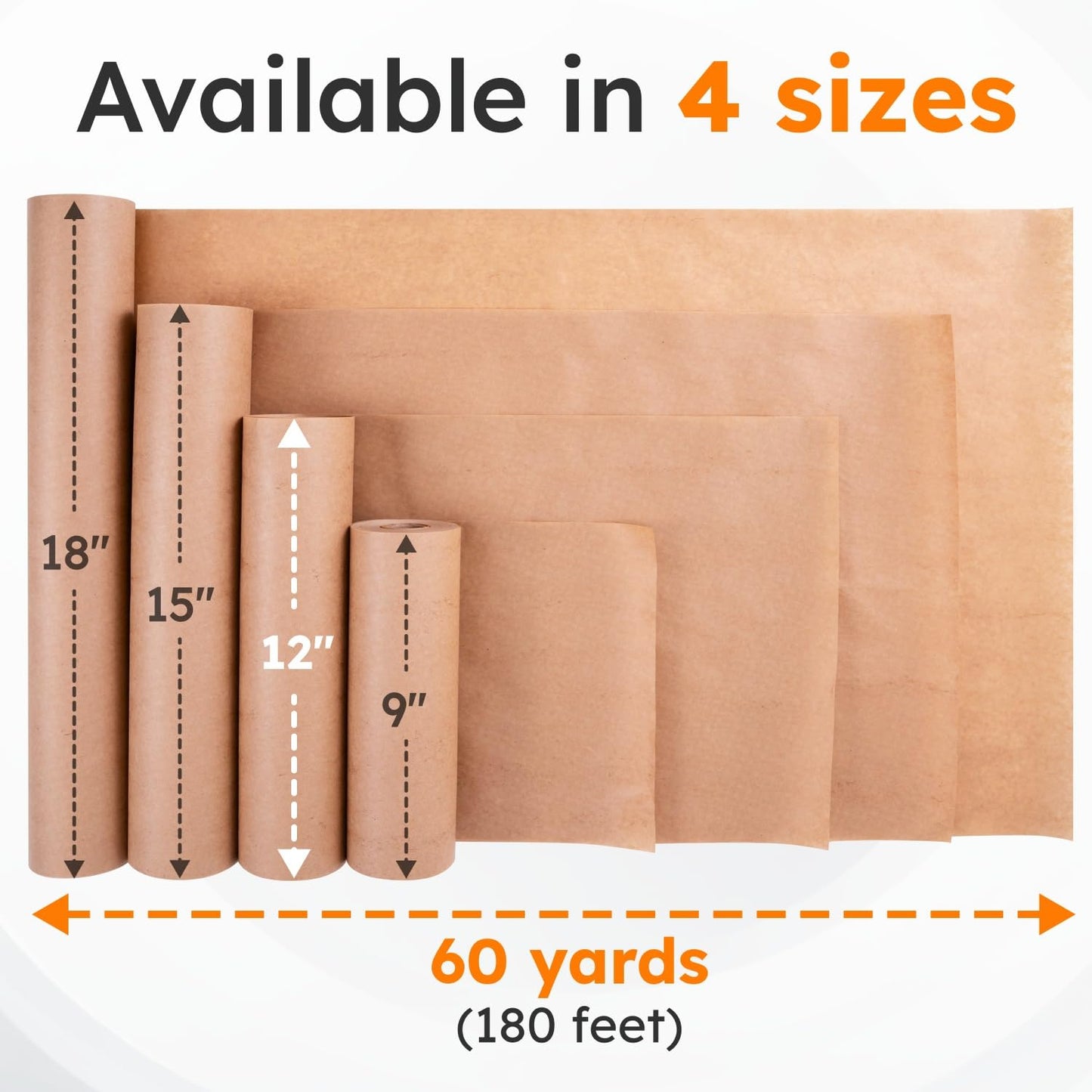 Paclord 12" x 60 Yards (180 feet) Masking Paper Roll (Pack of 4) - Made in USA General Purpose Kraft Masking Paper for Painting - Painters’ Protection from Splatter and Overspray
